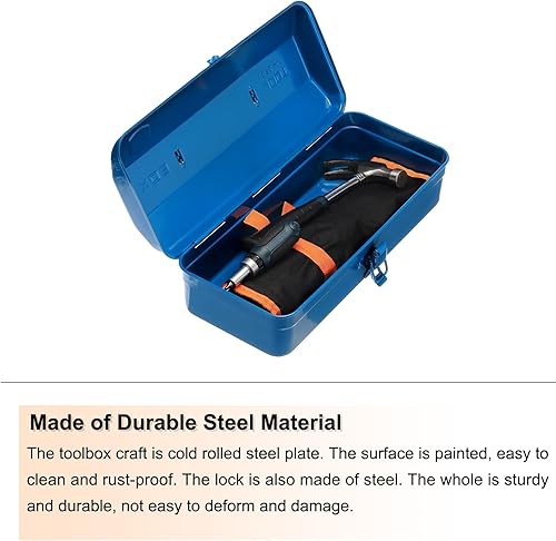 Miniatura 5 de HARFINGTON Caja de herramientas portátil de acero de 11.4 pulgadas, estilo de techo de cadera con cierre de metal para el hogar, taller, coche,