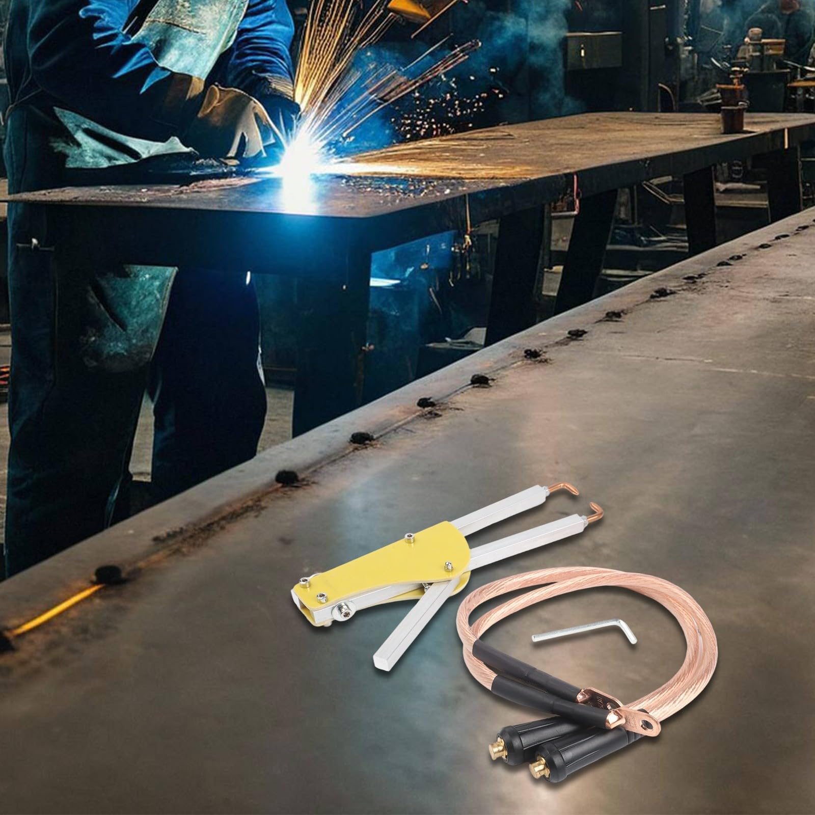 Pinza Saldatrice a Punti Portatile con Impugnatura Ergonomica Regolabile per Pressione per Riparazione Lamiera, Lunghezza 123 mm, Accessori per Saldatrice Elettrica