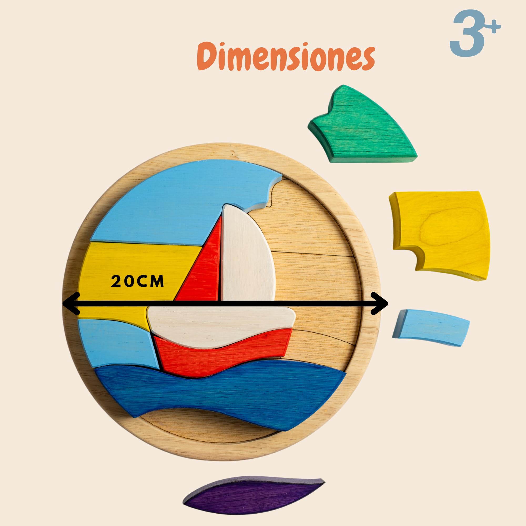 Drewniane puzzle łódź – Edukacyjne Puzzle dla dzieci 3+ lat