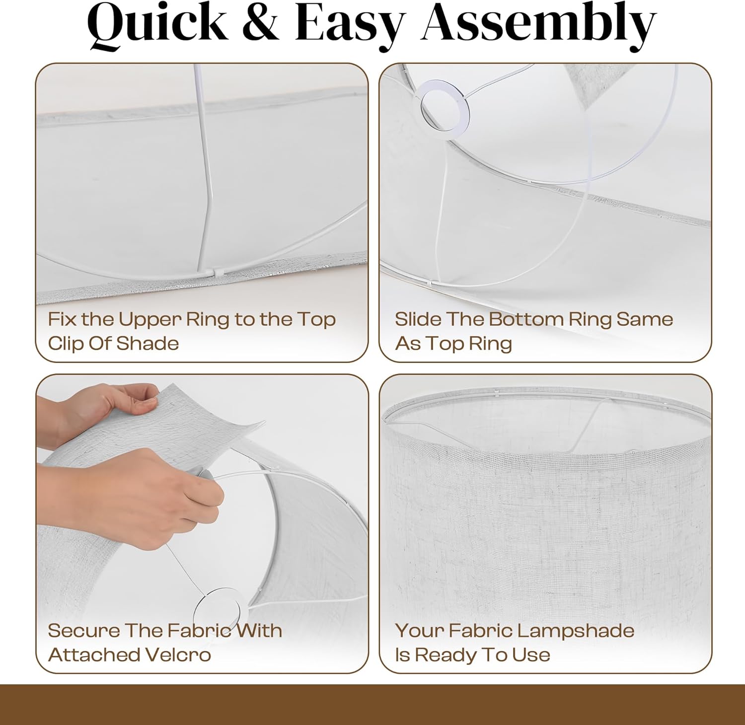 Lamp Shades Set of 2 – 8.7" Top x 8.7" Bottom x 7.9" Height, Small White Lampshades– Fits E26, E14 & 11mm Adapters – Easy Assembly (Ships Rolled Flat) (White - Pack of 2, Small)