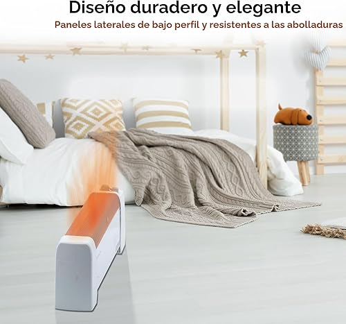 Miniatura 3 de Comfort Zone CZ600 Calentador eléctrico de 750/1,500 vatios para rodapié con termostato ajustable, paneles extremos a prueba de golpes, sistema de