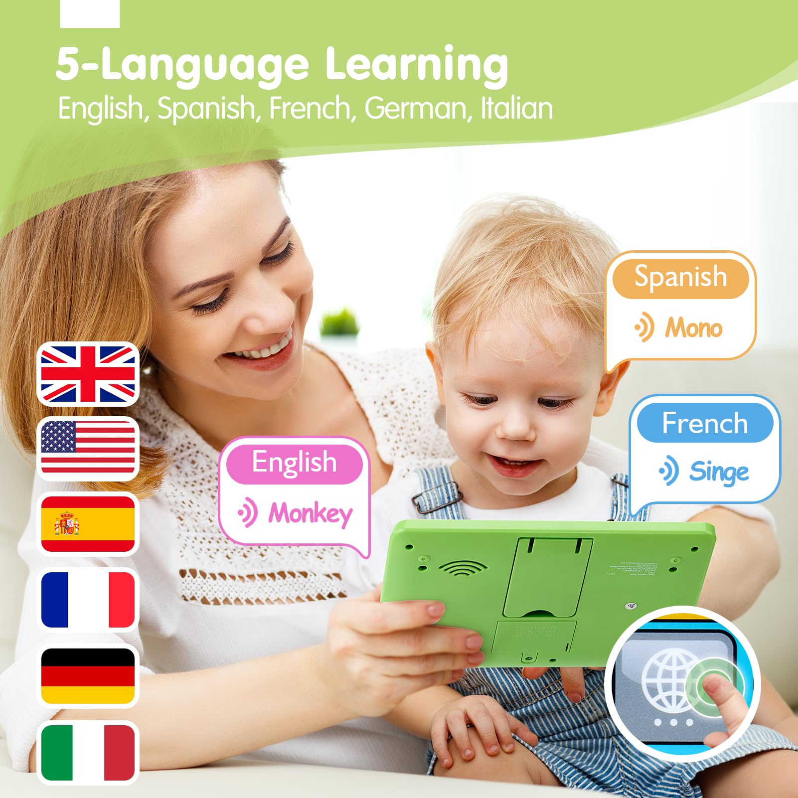 hahaland Multilingual (EN/DE/FR/IT/ES) Baby Learning Tablet for 1 Year Old+ Boys & Girls, Musical Educational Toys - Image 4