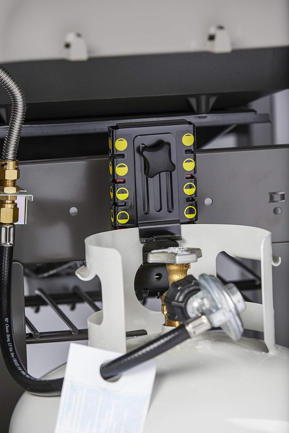 Propane tank connection and fuel gauge
