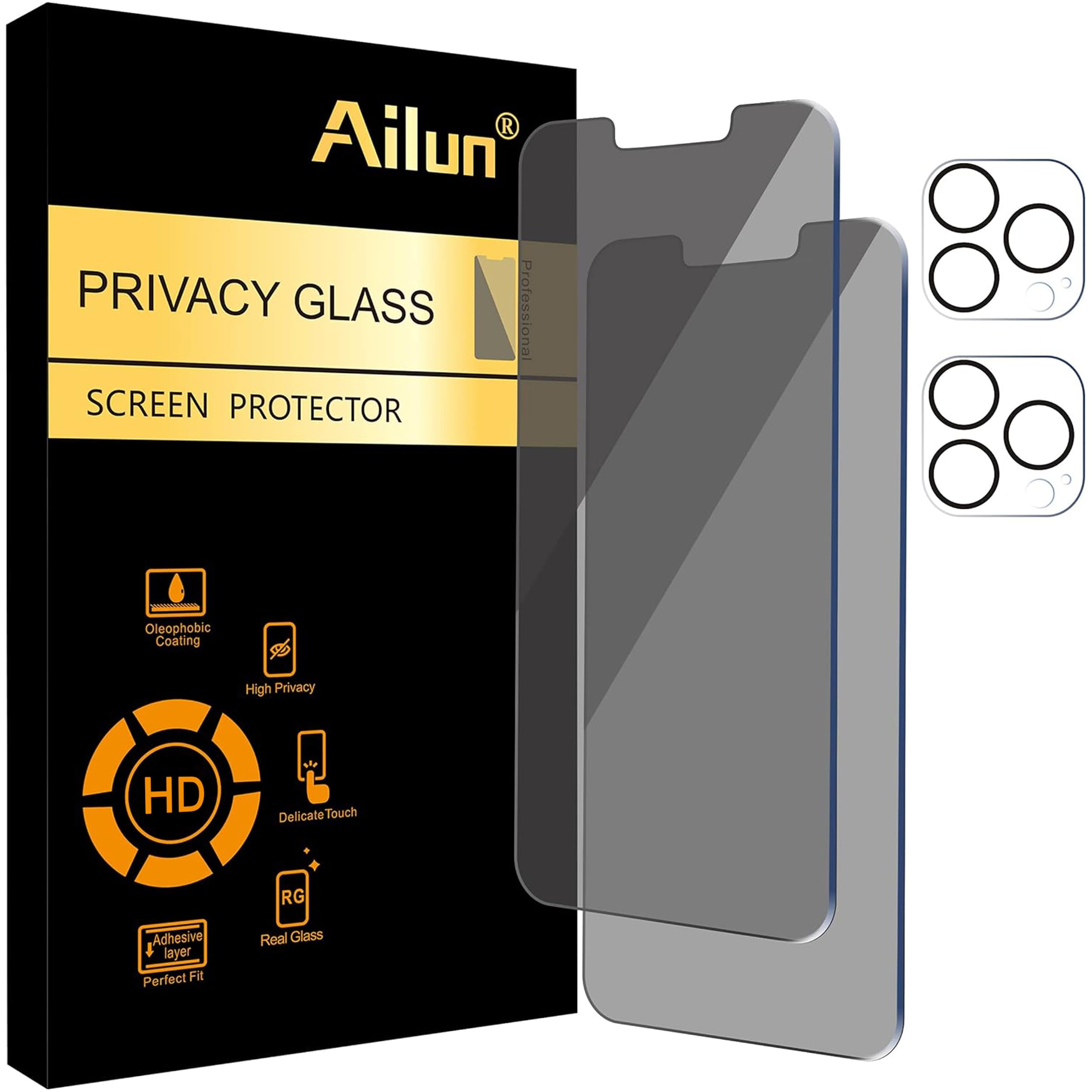 Ailun Privacy Screen Protector+Camera Lens Protector for iPhone 13 Pro Max
