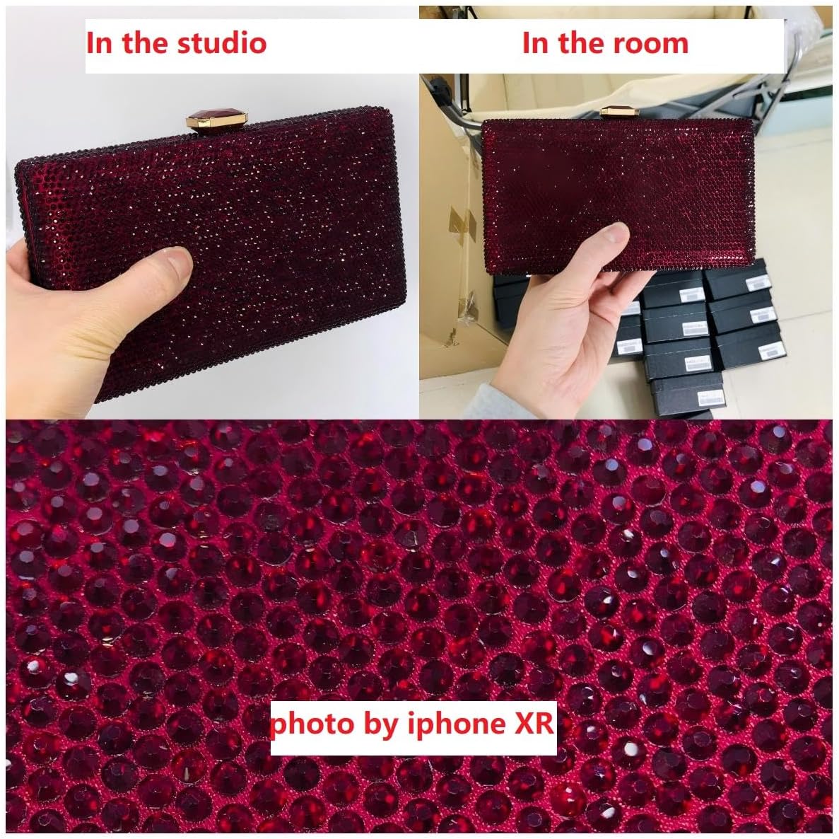 Boutique De FGG Crystal Evening Bags for Women Formal Party Box Clutch Wedding Rhinestone Handbags Bridal Clutch Purse,Mini - Image 4