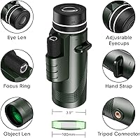 Vista 2 de MANDDDWU 80x100 Monocular-Telescope Low Night Vision Monoculars High Definition for Adults High Powered with Smartphone Adapter Telescope Hunting