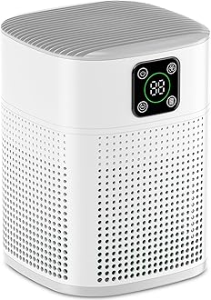 Air Purifiers for Bedroom, Honeyuan H13 HEPA Air Purifier for Home Large Room 1095 sqft, Air purifiers with 360°Air Intake, 3 Fan Speeds, 3-Stage Filtration, White
