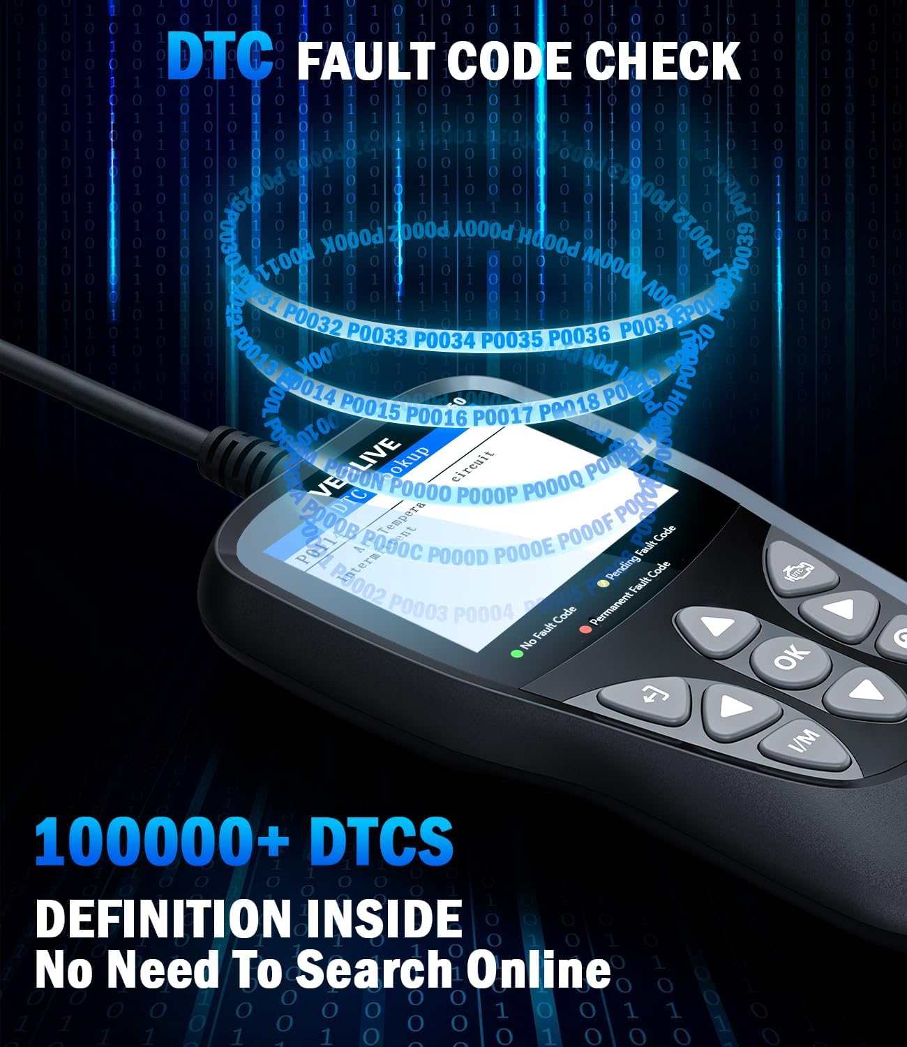 OBD2 Scanner Diagnostic Tool, VEHLIVE V860 Car Code Reader for Check Engine Light with Reset, I/M Readiness, Battery Tester, Live Data, CAN Diagnostic Scan Tool for All OBDII Vehicles After 1996