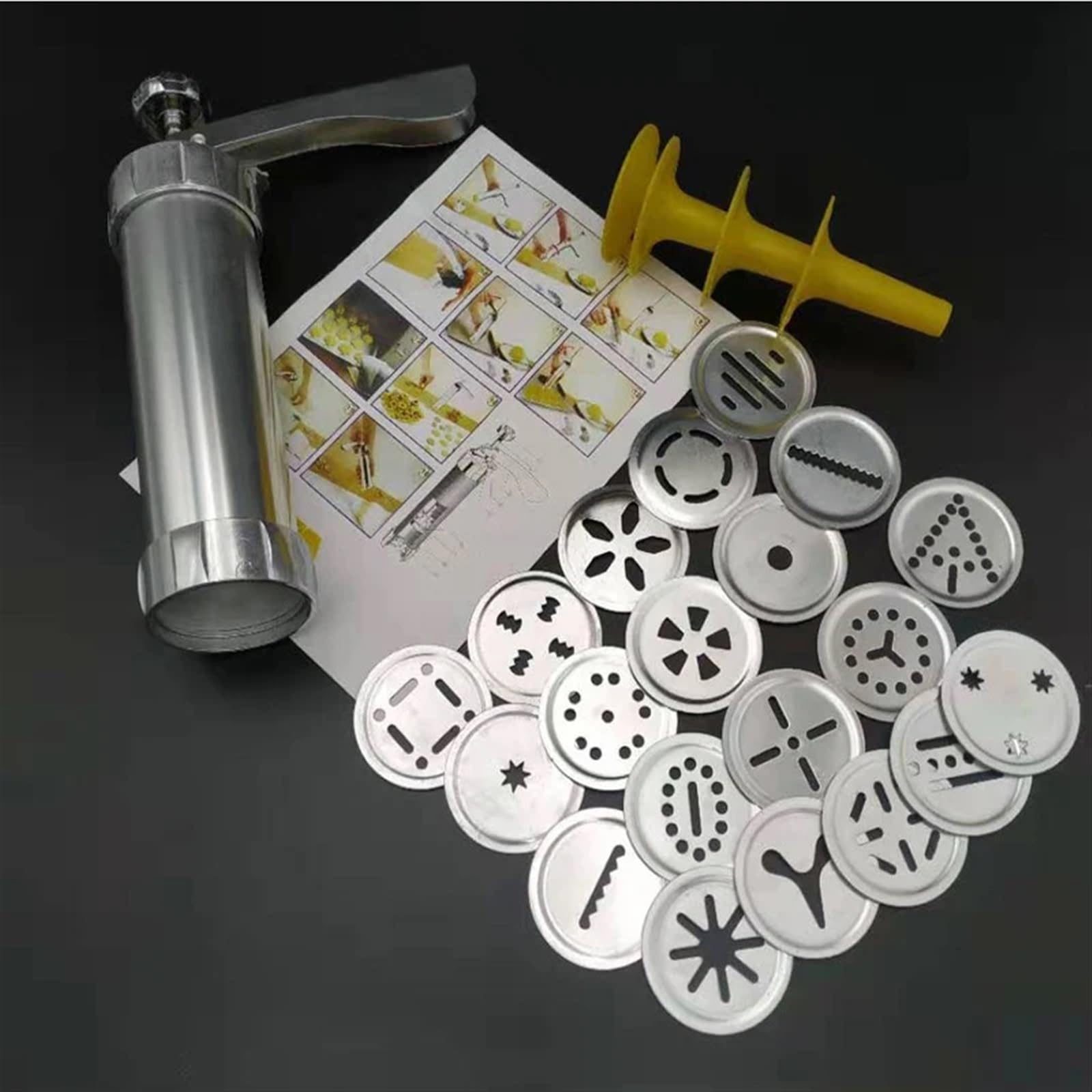 Manga Pastelera Aluminium Alloy Cake Cream Decorating Sets Cookie Making Machine Nozzles Mold Pastry Syringe Extruder Kitchen Baking Tools(24 IN 1,1 Set)