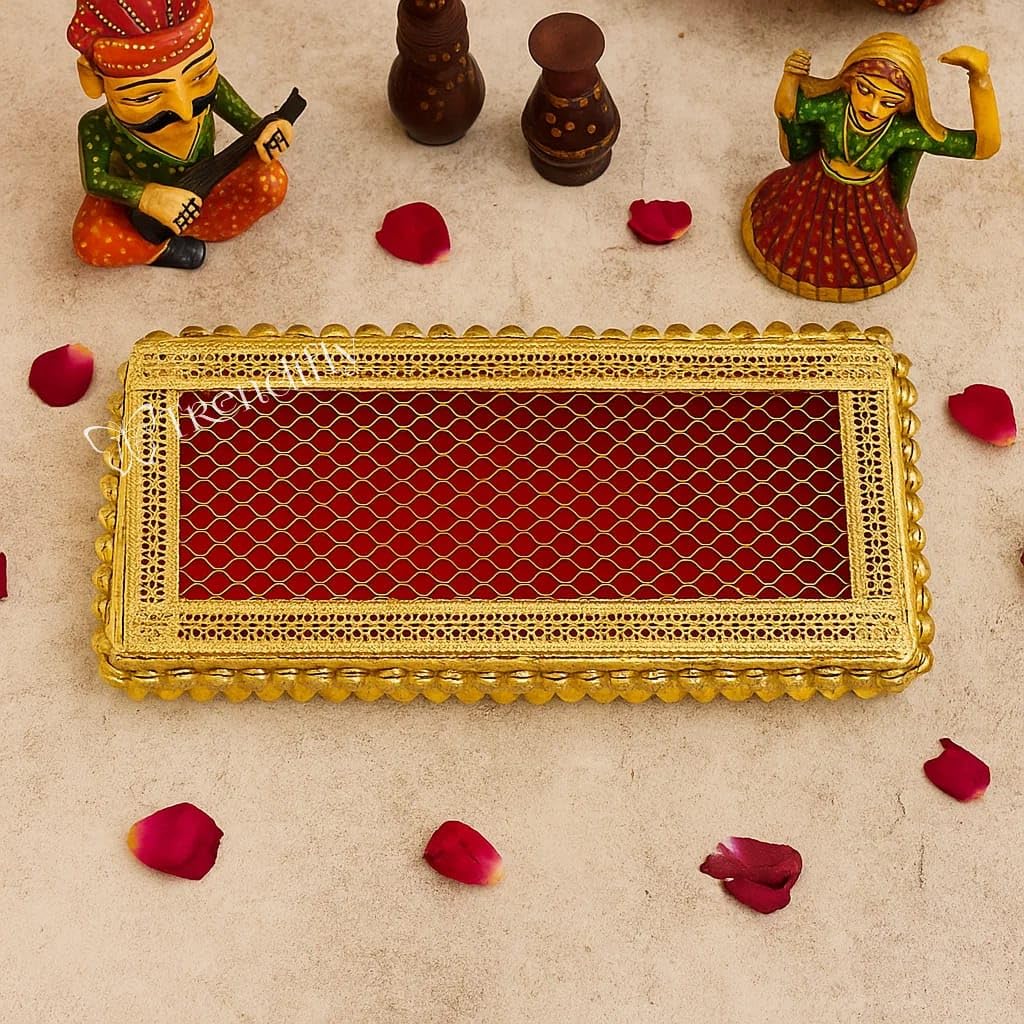Trendifly Ghungroo Metal Cash Shagun Money Gaddi Chain Cash Fancy Envelope Shagun Box | Multipurpose Jewelry Box For Women | Wedding House Ceremony Babyshower Diwali Pooja Rakhi Return Gift