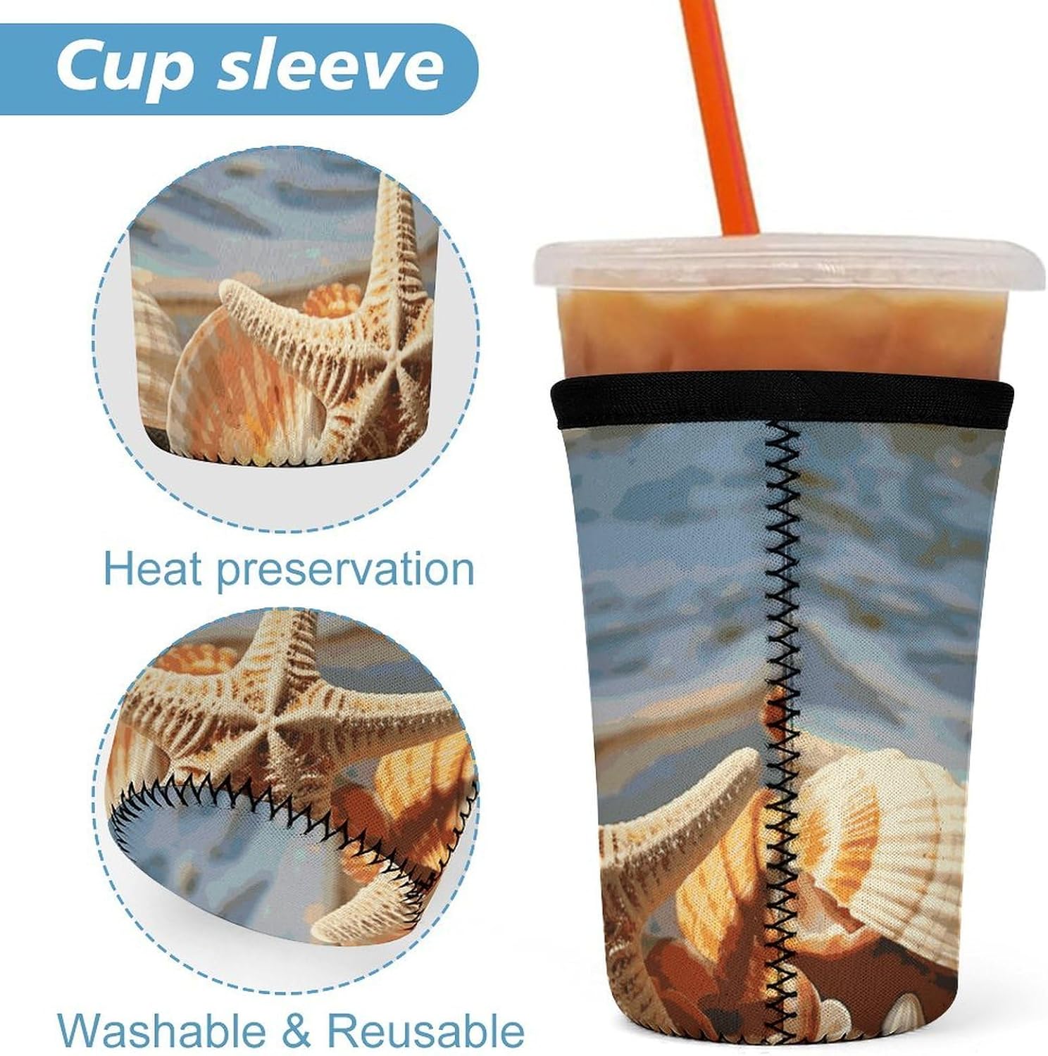 3 Pack Neoprene Cup Sleeves, Stretchy Reusable Drink Cup Cover Universal