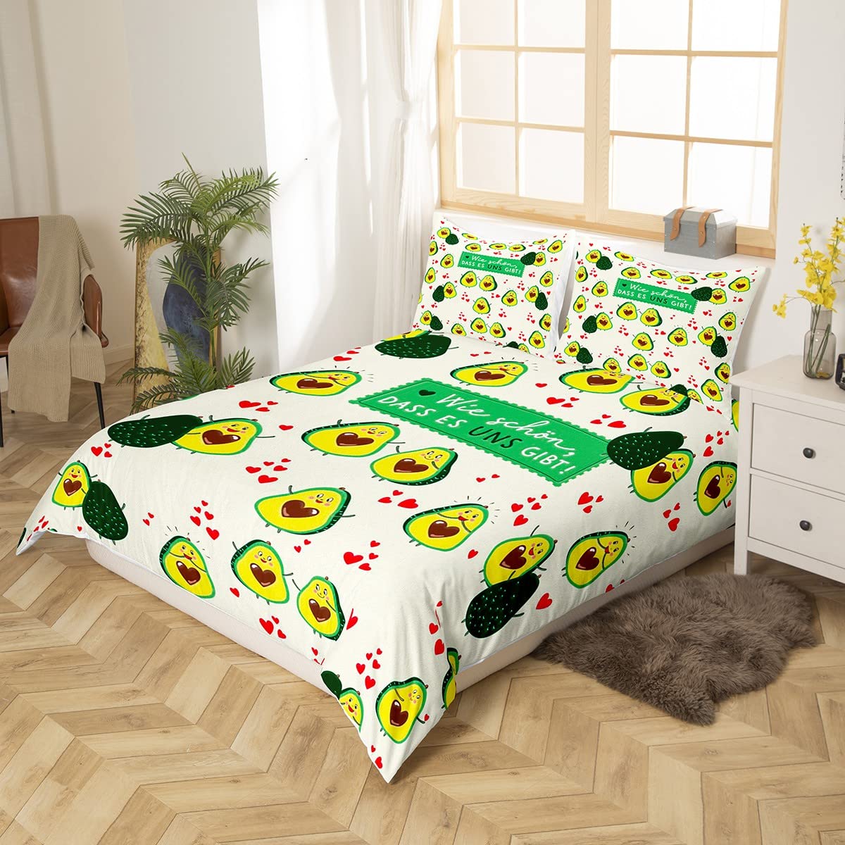 Eenpersoons beddengoed set groen avocado dekbedovertrek voor kinderen, zacht, ademend, hypoallergeen microvezel dekbedovertrek met ritssluiting, 1 dekbedovertrek (135 x 200 cm) 2 kussenslopen (50 x 75 cm Eenpersoons beddengoed set groen avocado dekbedovertrek voor kinderen, zacht, ademend, hypoallergeen microvezel dekbedovertrek met ritssluiting, 1 dekbedovertrek (135 x 200 cm) 2 kussenslopen (50 x 75 cm