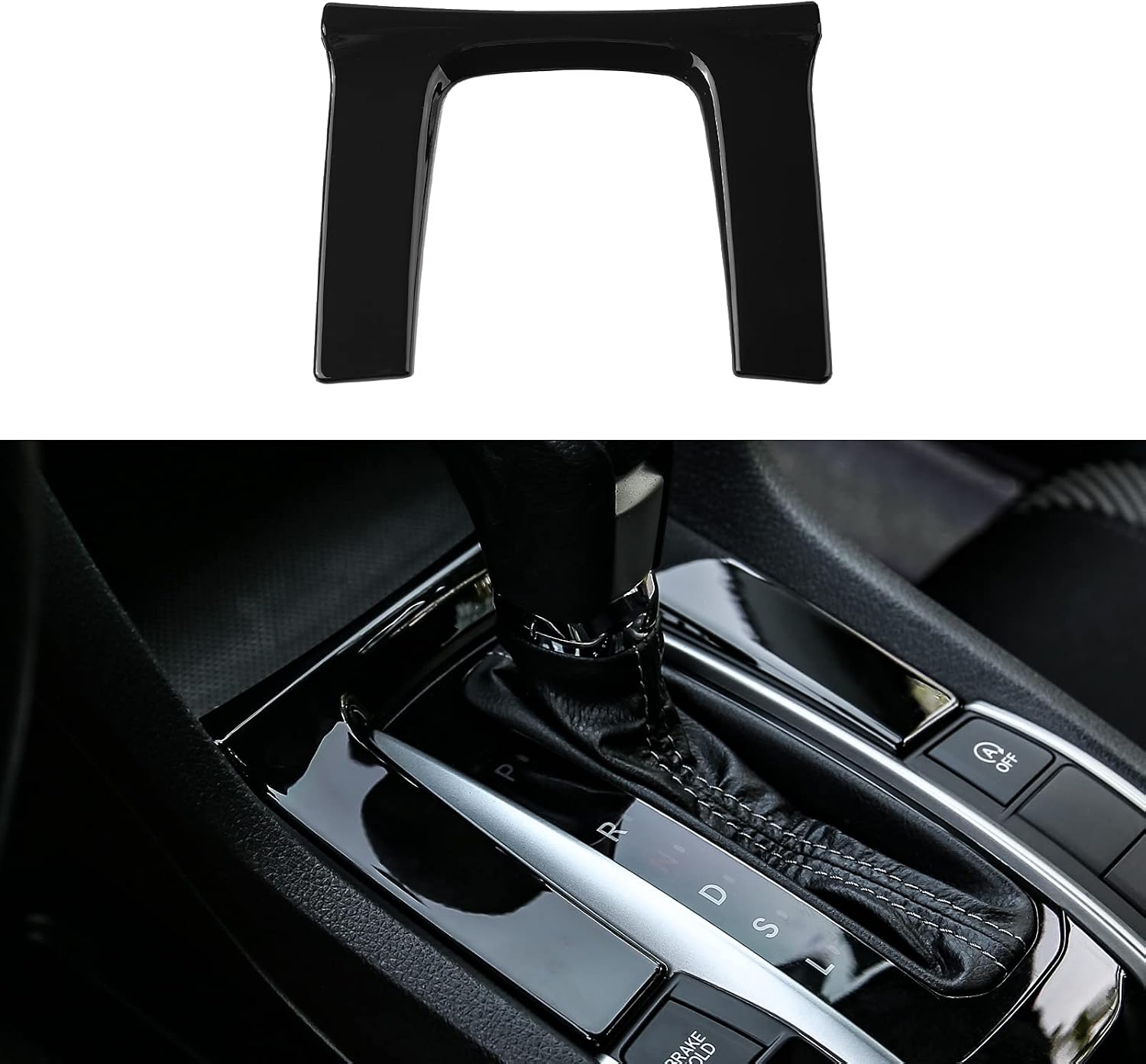 Thenice for 10th Gen Civic Glossy Black Gear Panel Trim Shift Box Decoration Cover fit Honda Civic 2021 2020 2019 2018 2017 2016 -Automatic Transmission