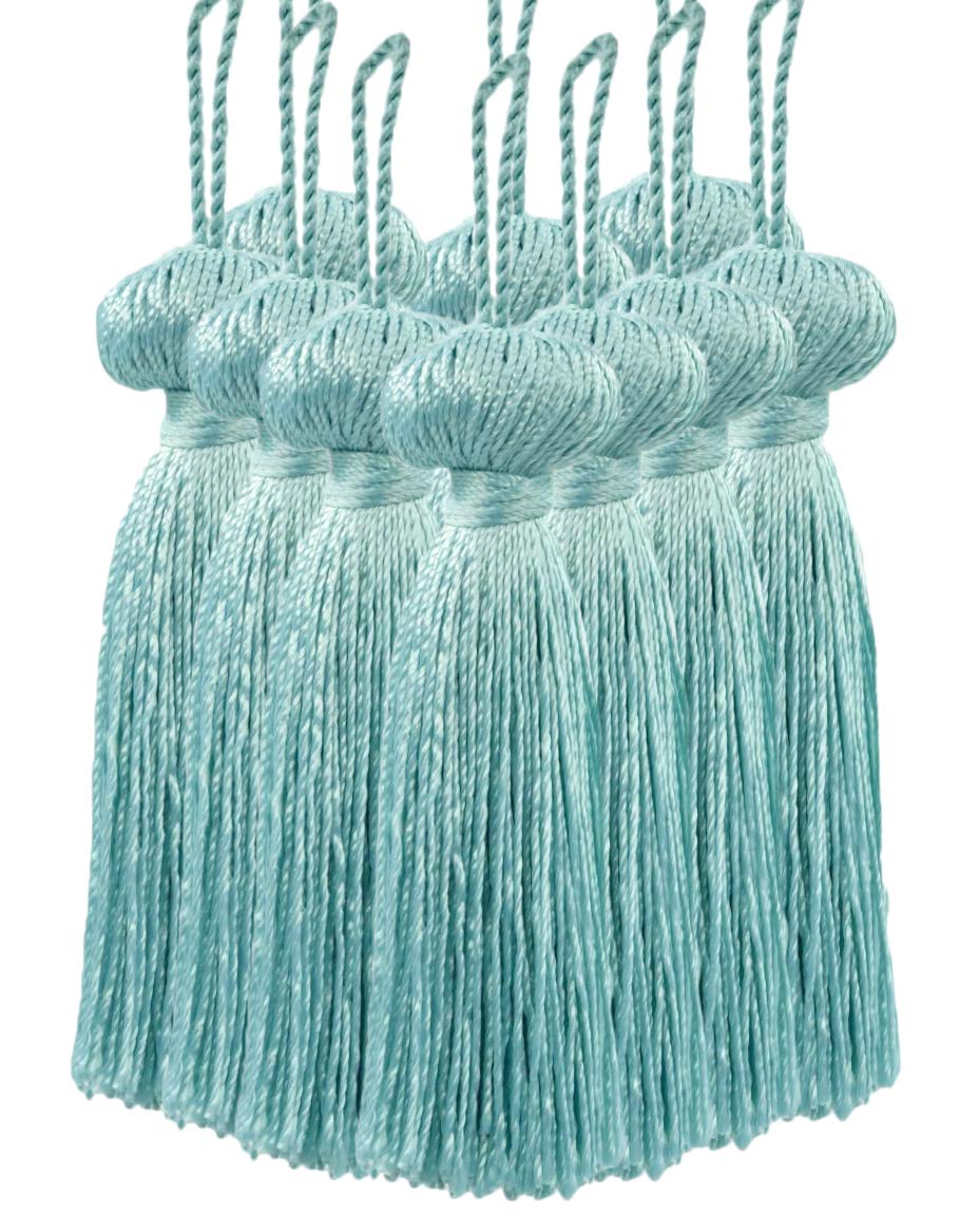 Borla pequeña de 7,5 cm azul hielo con lazo para manualidades en pack de 12 unidades BT3-RN