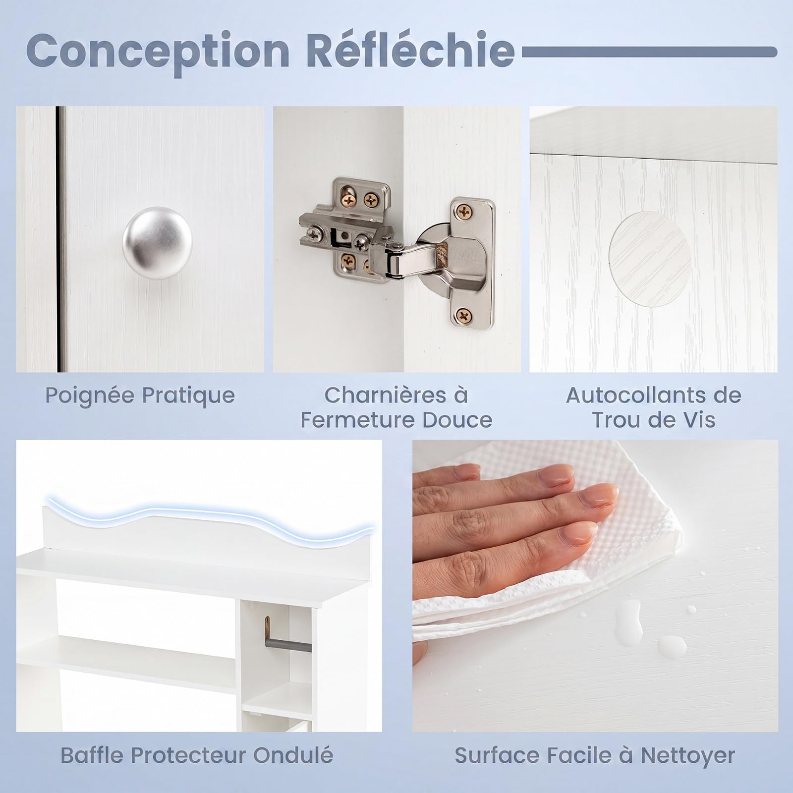 COSTWAY Meuble WC, Étagère au-Dessus des Toilettes, 20x75,5x110 cm, Blanc