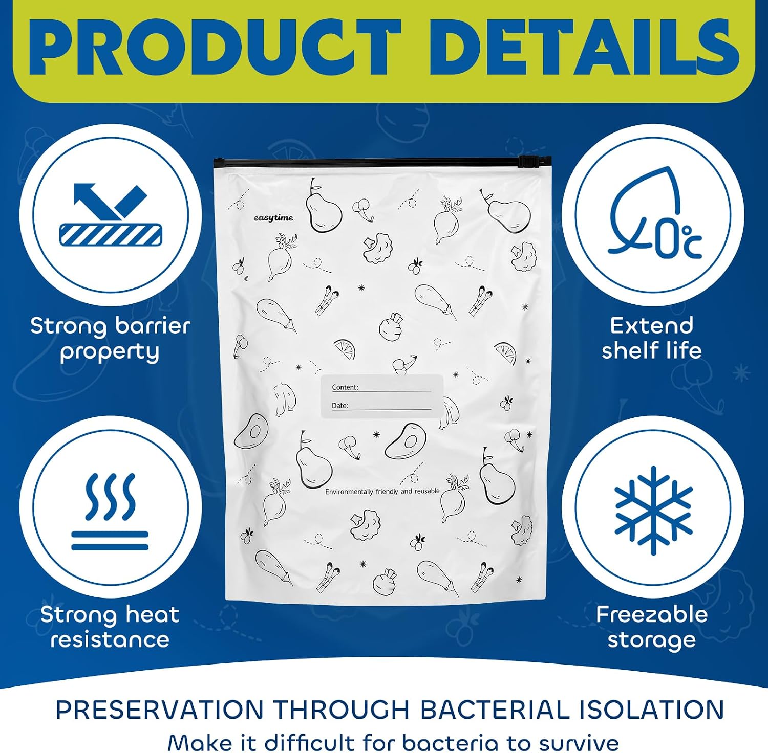 30PCS Reusable Aluminum Foil Sealable Storage Bags, Upgraded Reusable Aluminum Foil Freezer Bags with Label and Upgraded Zipper for Meat and Seafood, 3 Boxes 30Pcs Total (Large Size)