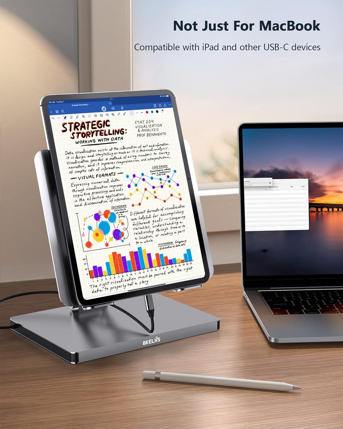 USB C Hub Stand for MacBook Pro, 10 in 1 Adapter for MacBook Air Docking Station with 4K 60Hz HDMI, RJ45 Gigabit Ethernet, SD/TF Card Reader, 4 USB 3.0 for iPad/Dell HP/Surface/Lenovo Laptop Dock