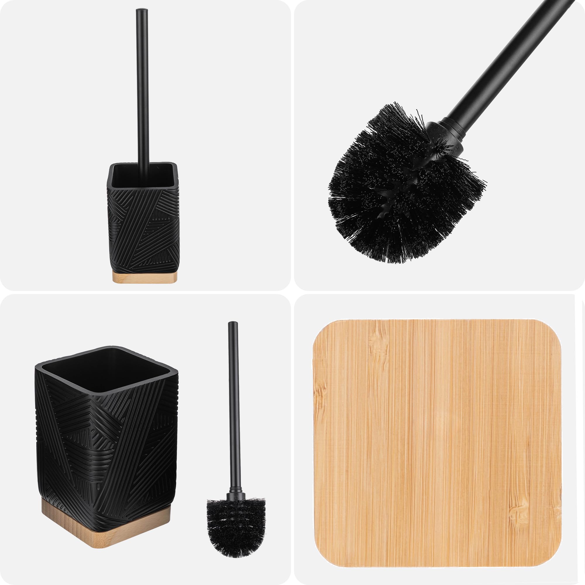 KADAX Juego de 3 vasos para cepillo de dientes, dispensador de detergente y cepillo de dientes, vaso decorativo para cepillos de dientes, dispensador de jabón moderno, juego de inodoro (cuadrado