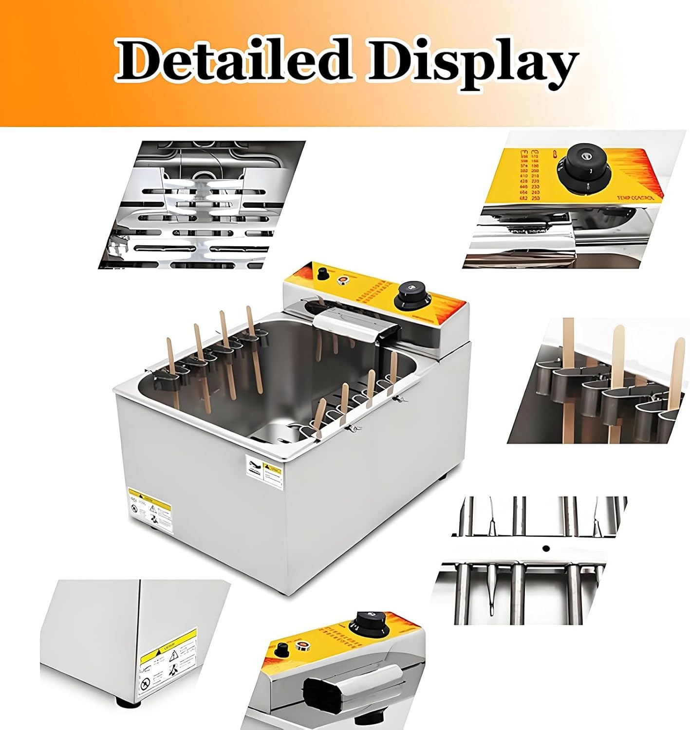 12L Electric Commercial Hot Dog Fryer, Automatic Deep Fryer for Cheese Sticks & Corn Dogs, Professional Sausage Cooking Equipment, Perfect for Restaurants & Events