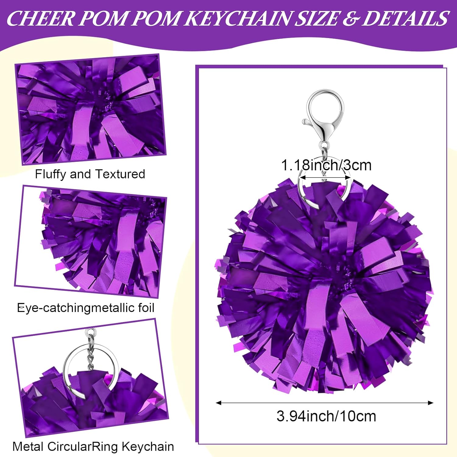 48 Pcs Cheerleader Gifts Cheer Pom Pom Keychain Cheering Bracelets Cheerleading Cards Cheer Gifts Team Sports Accessories - Image 2