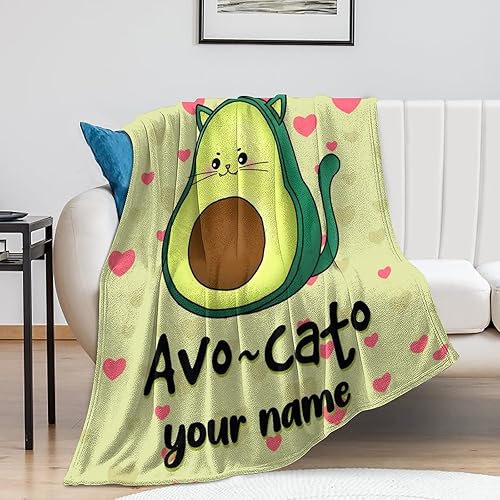 Miniatura 67 de Manta de aguacate personalizada con nombre, 40 x 30 pulgadas, bonita manta para niños, niñas, niños, mantas de felpa suave verde para regazo y silla