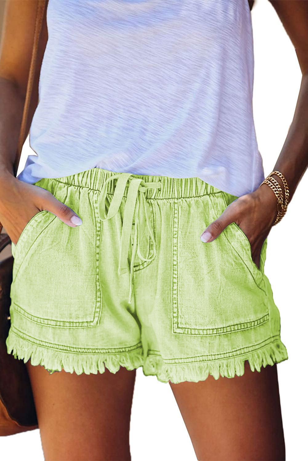 YOCUR Womens Casual Shorts,Lightweight Trendy Comfy Cute Drawstring Shorts