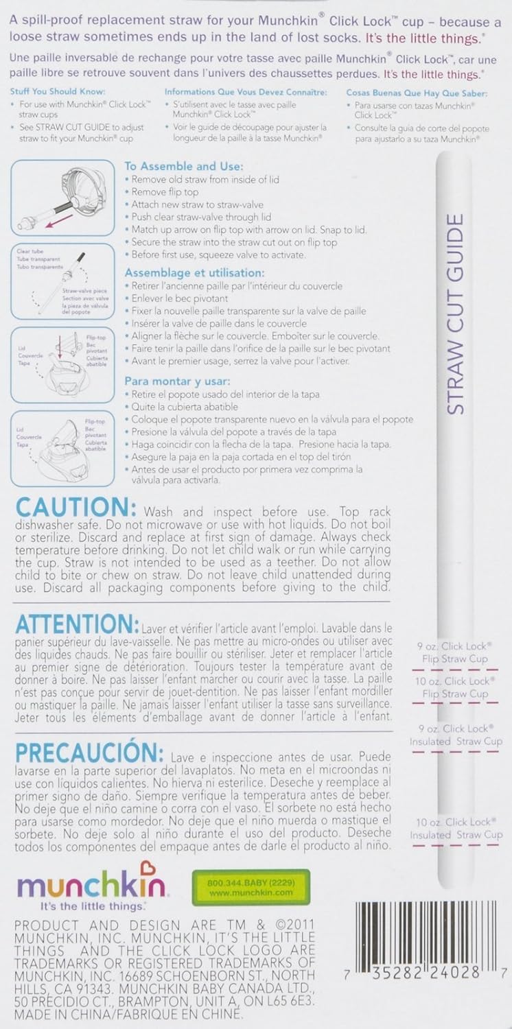 Buy Munchkin Click Lock Replacement Straws with Valves Girl 2 ct