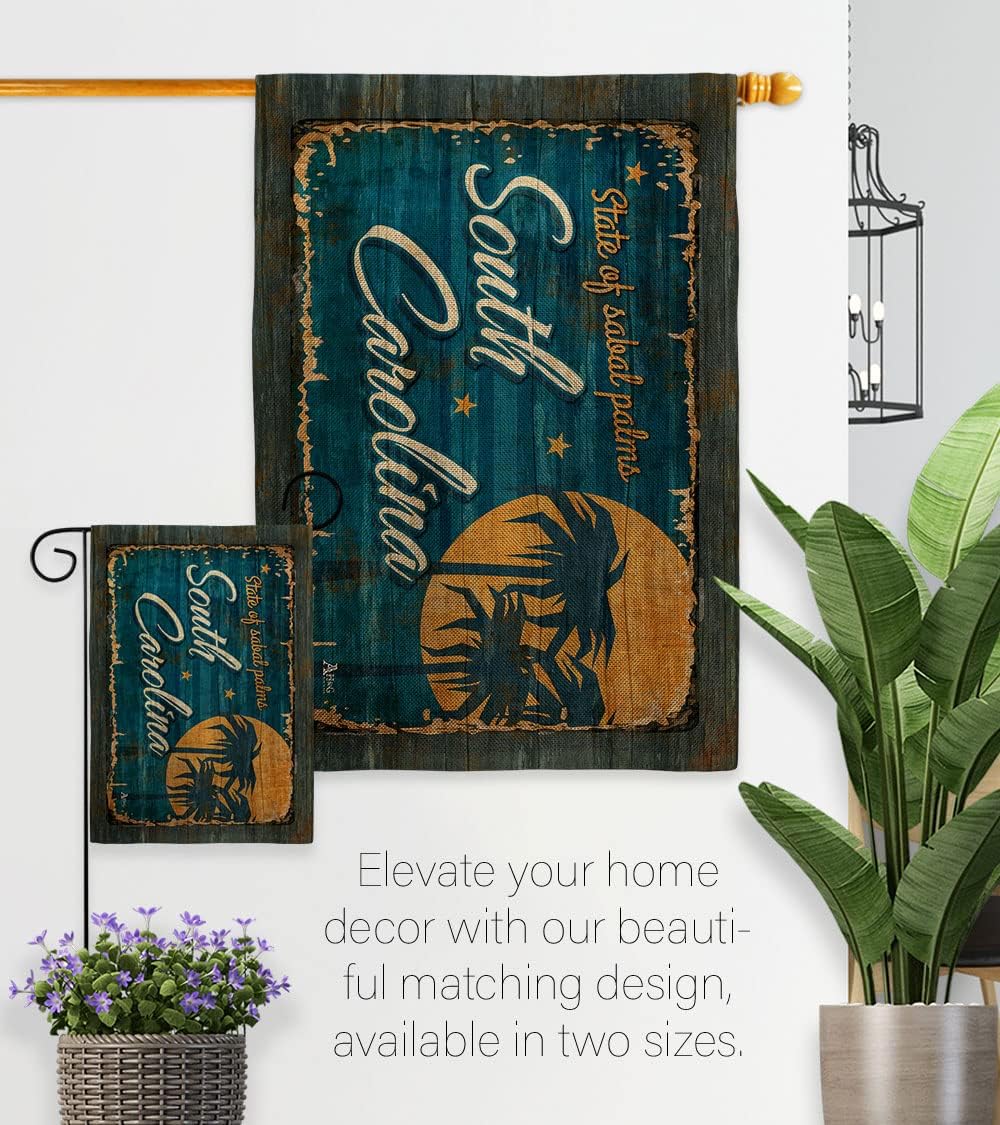 South Carolina Vintage Burlap House Flag - Regional States USA American Territories Republic Country Particular Area - Decoration Banner Small Garden Yard Gift Double-Sided Made in 28 X 40
