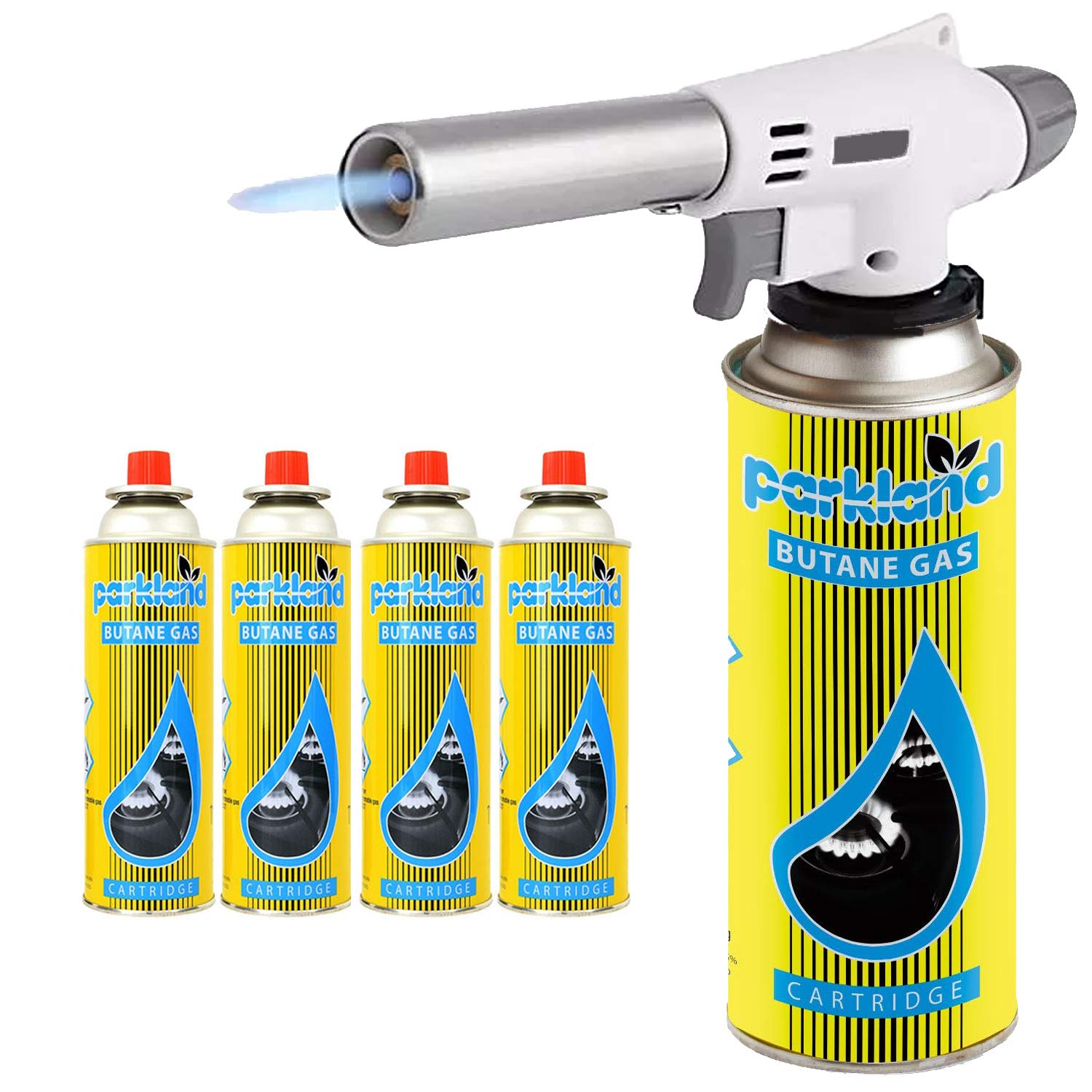 Bond Hardware White Bond Hardware® Blow Torch Welding Iron Soldering Lighter Flame Gun Burner + Gas Refills (Gas Torch + 4 Refills)