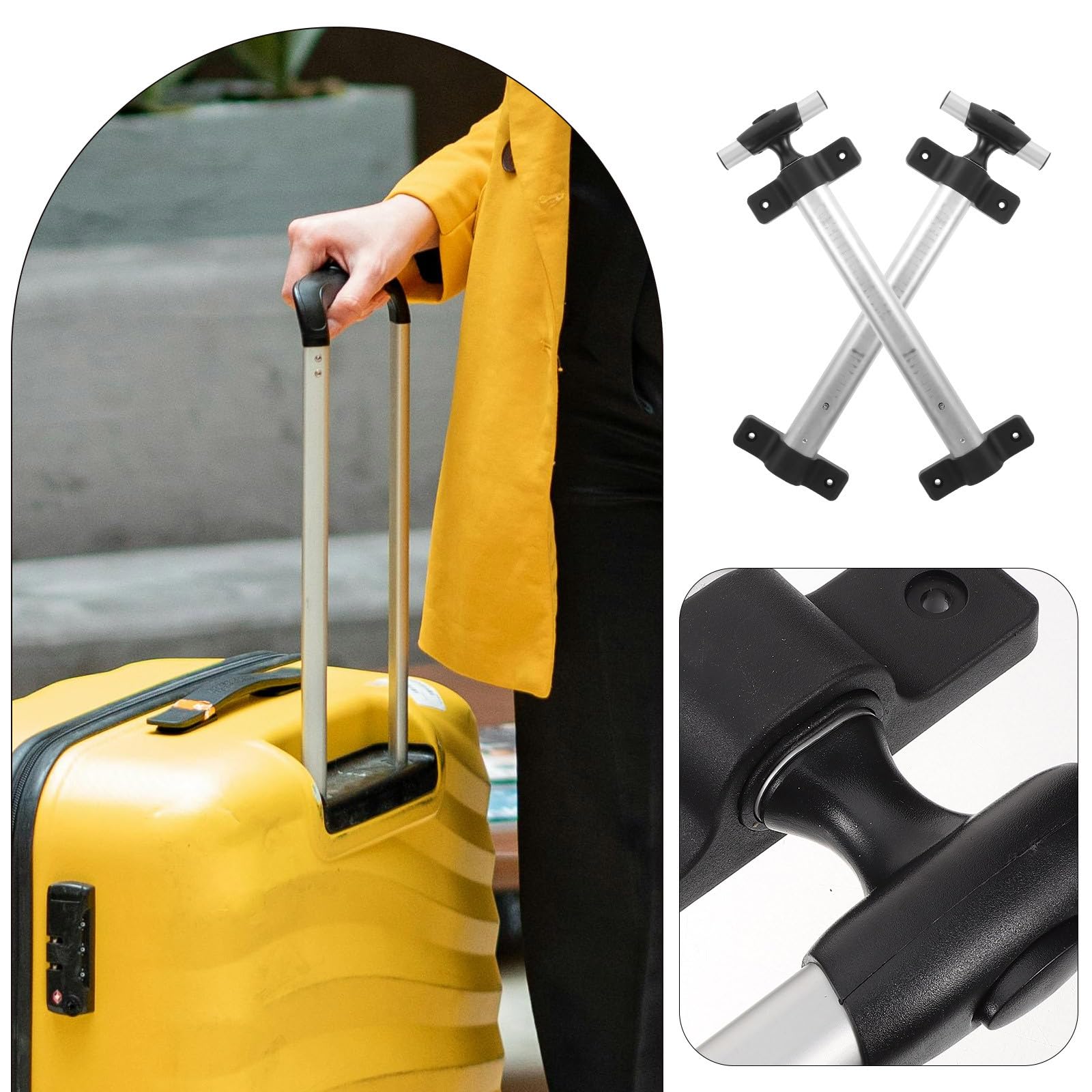 Holibanna Varilla Telescópica para Maleta de Aluminio Plata, Accesorio Versátil y Fácil de Transportar para Aventuras al Aire Libre, Pack de 2 Piezas