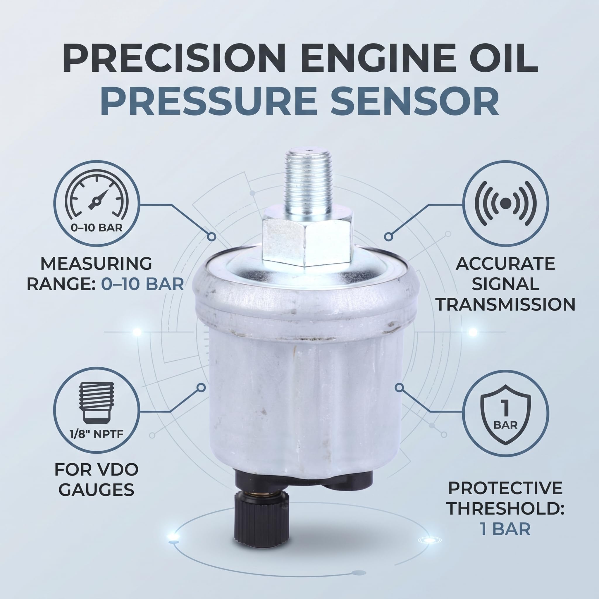 Sensore Pressione Olio, Sensore Pressione Olio Motore a Testa Singola Compatibile con Modelli VDO, Sensore Olio Cambio 1/8-27NPTF
