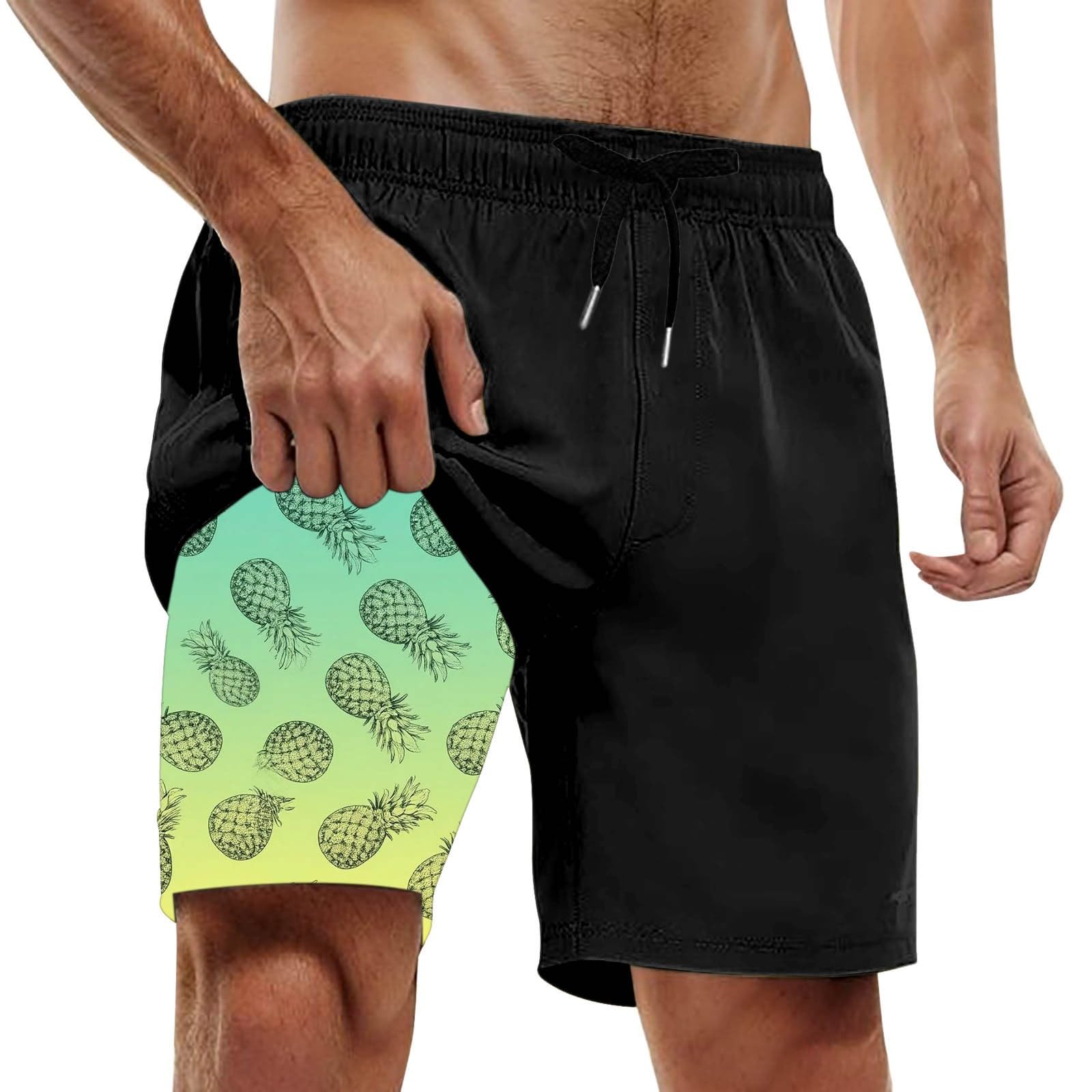 Bañador con compresión para hombre transpirable y elástico con bolsillos 6