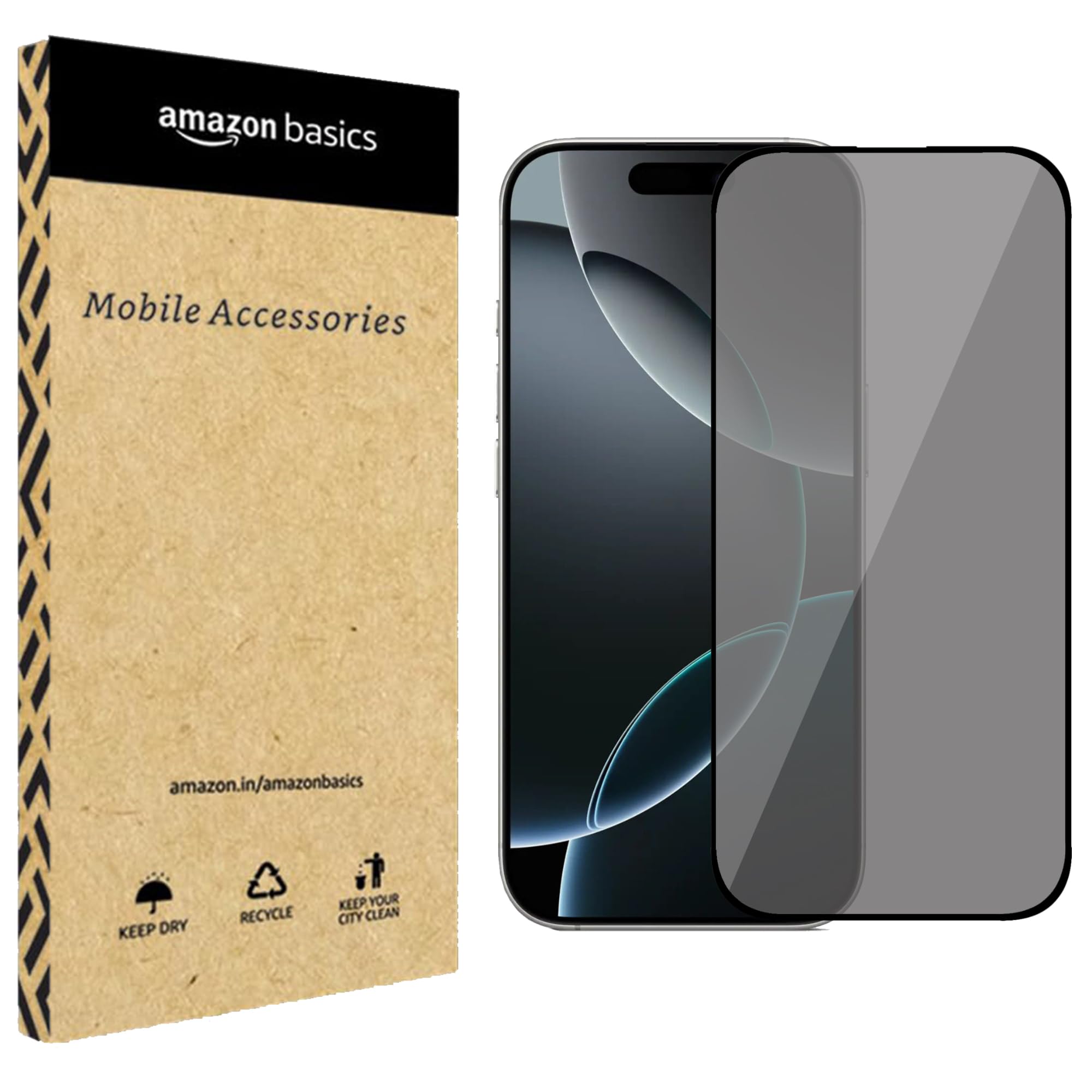 amazon basics Premium Privacy Tempered Glass Screen Protector Guard Compatible for iPhone 17 (Pack of 1) Full Edge to Edge Coverage Anti-Spy/Anti-Peeping 9H Hardness Clear-image-31