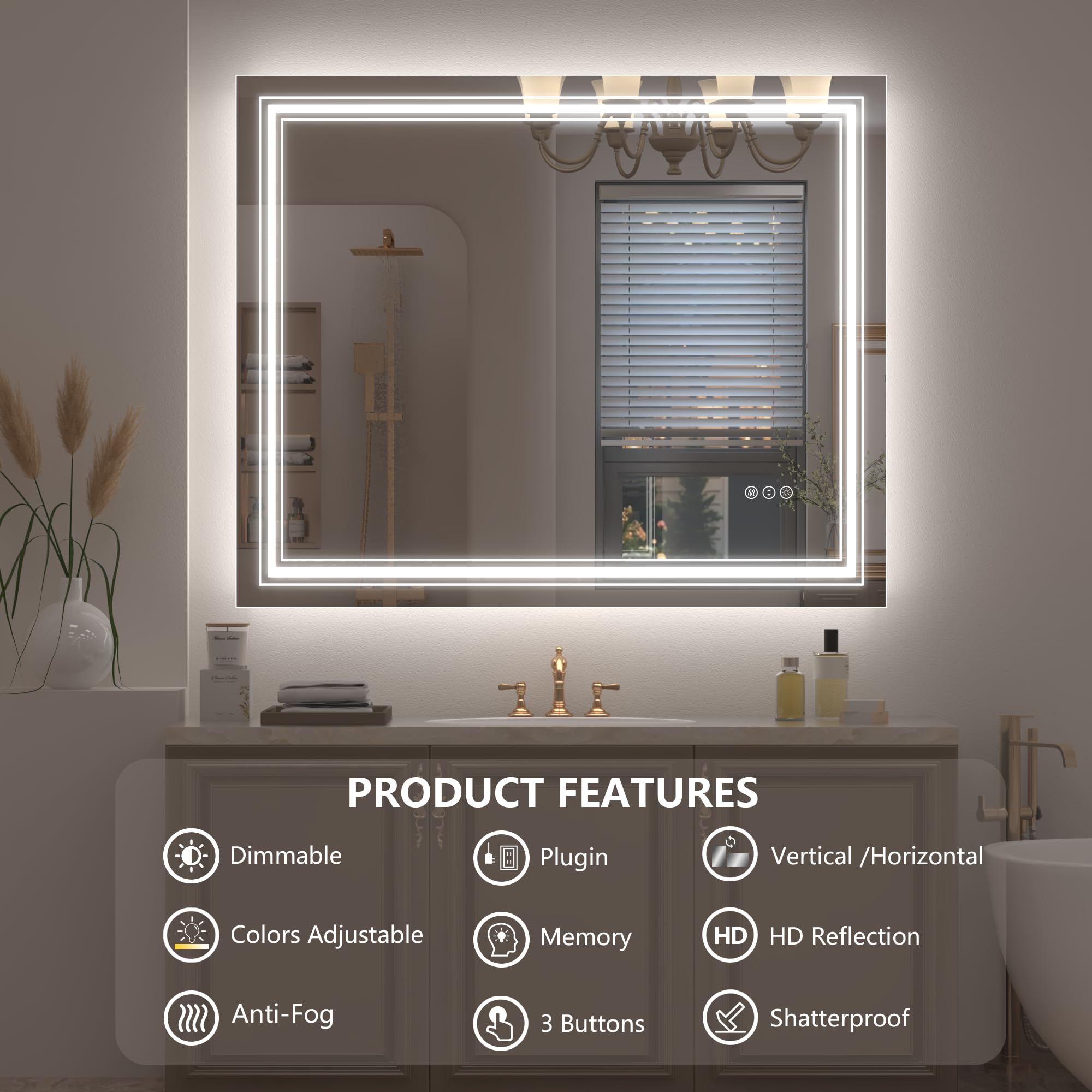 60x80cm Specchio Bagno Led RGB Luce Specchio Bagno Retroilluminato e