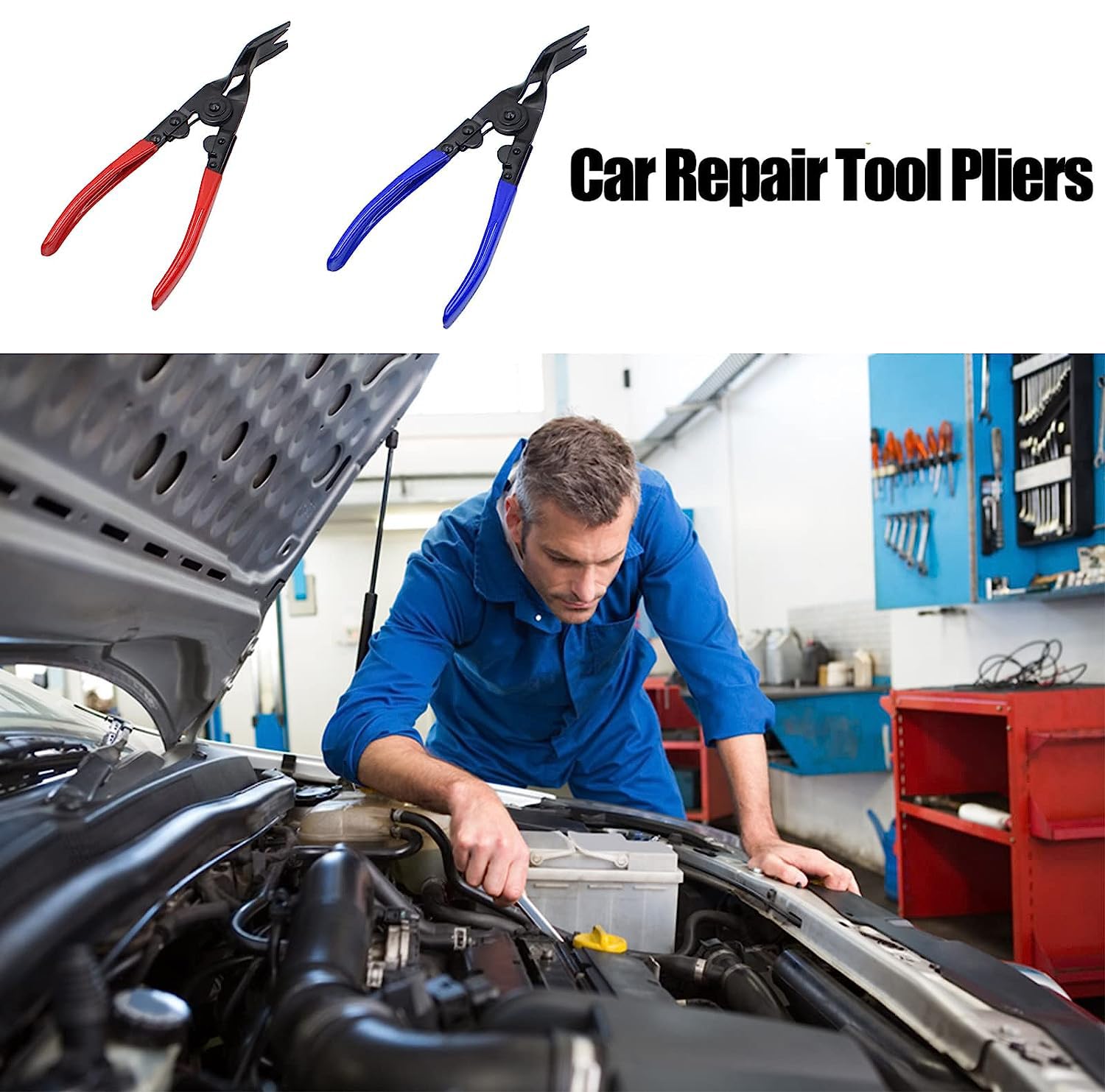 Alicates De Remachadora De PláStico Para Coche, Alicate de extracción de molduras de Puerta, Alicates Para Quitar Clips, Tableros de Instrumentos para Quitar Clips de tapicería de automóviles (blue)