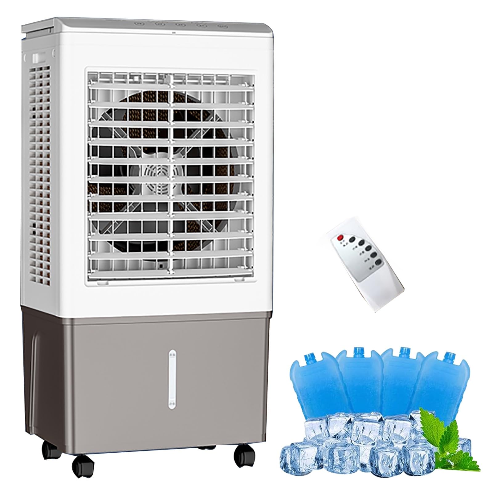 AYCDL Portable Evaporative Air Cooler with Remote, 50L Tank, 3 Speeds, Timer, Humidifier for Garage, Yard, Office,103x50x36cm