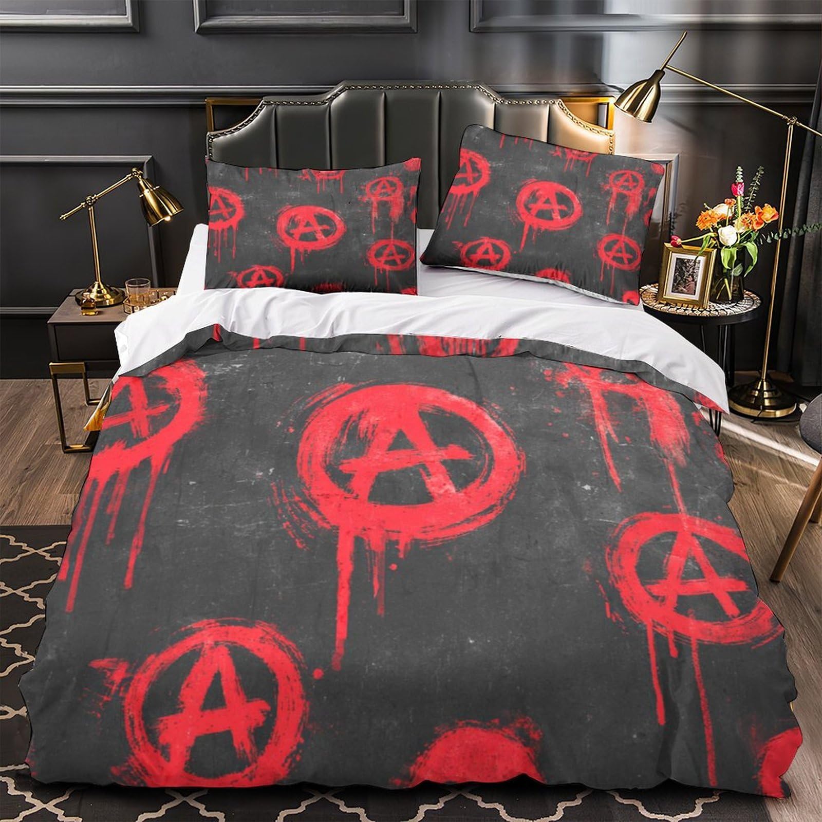 Housse de couette 220x240cm tourbillon rouge pour une chambre d'ado au style unique