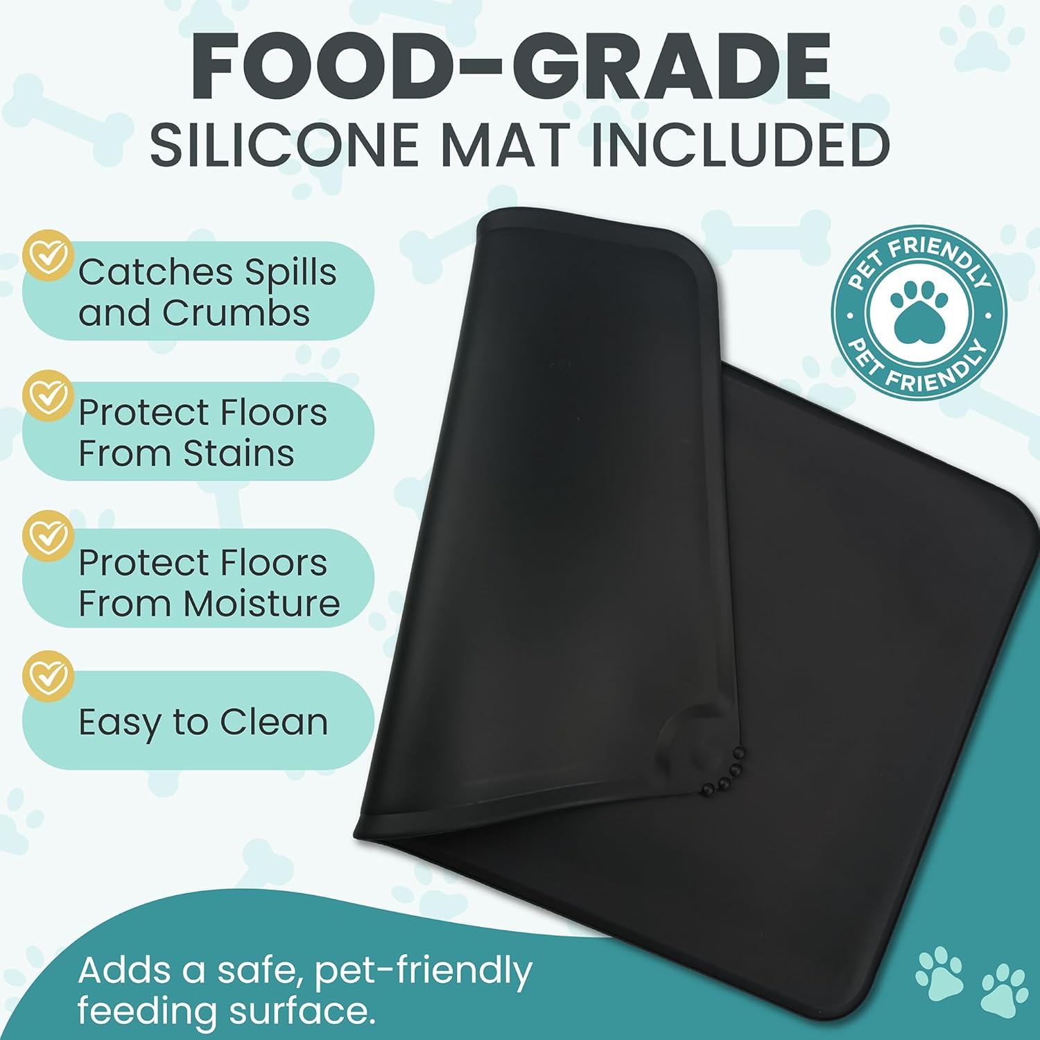 Automatic Cat Feeder 2.8L/4L Water Dispenser Set w/Tray Mat, Gravity Pet Feeder, Large Capacity Non-Spill Cat Water & Food Stainless Steel Bowls, Water Dispenser for Feeding Cats & Dog