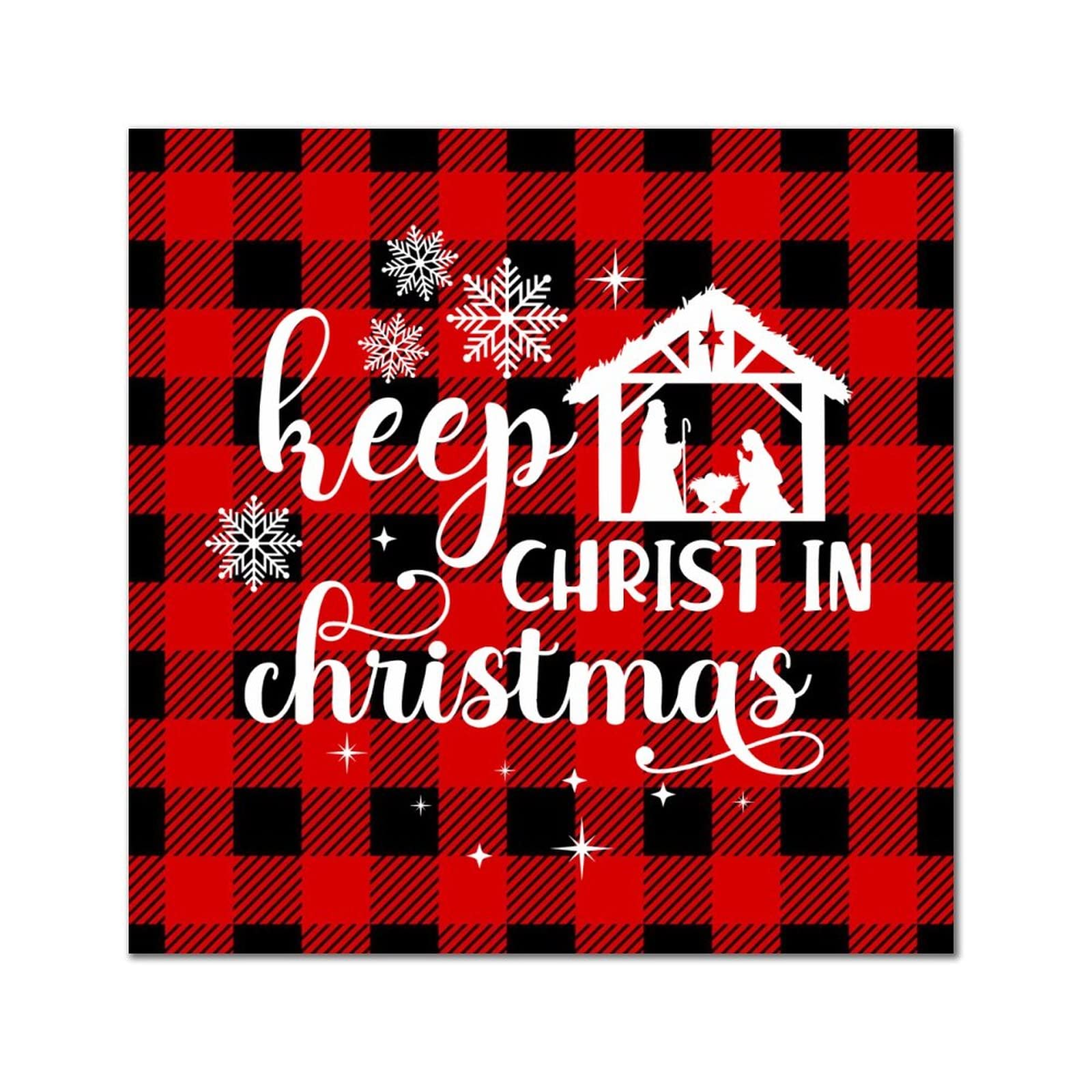 Plaque bois Keep Christ in Christmas pour remplacer les décos en plastique sans charme