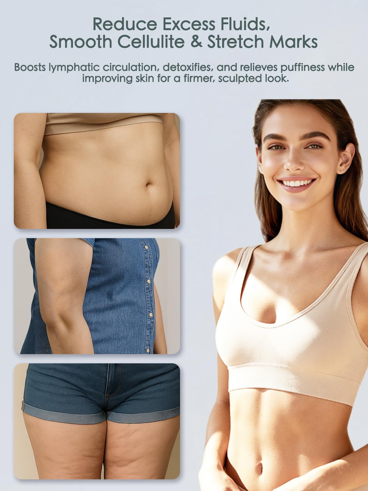 Massaggiatore e strumento per massaggio linfatico, scolpire il corpo e blaster per cellulite, con luce, calore e vibrazioni, per gambe, braccia e pancia (verde sfumato)