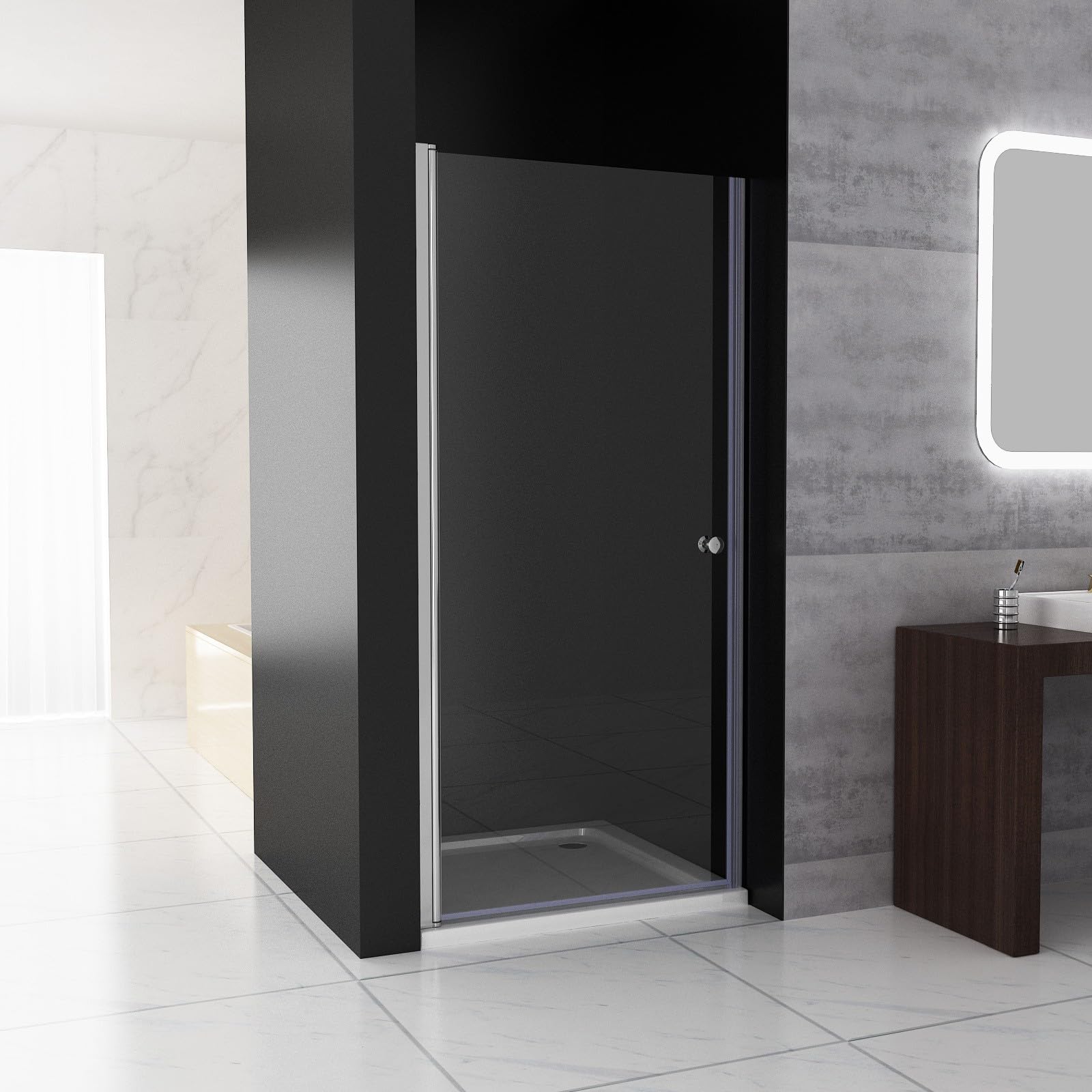 MIQU Nischentür 100 x 185 cm Duschabtrennung Duschwand für Dusche Pendeltür Schwingtür Duschtür aus 5mm NANO Sicherheitsglas ESG Rahmenlos duschtrennwand ohne Duschtasse