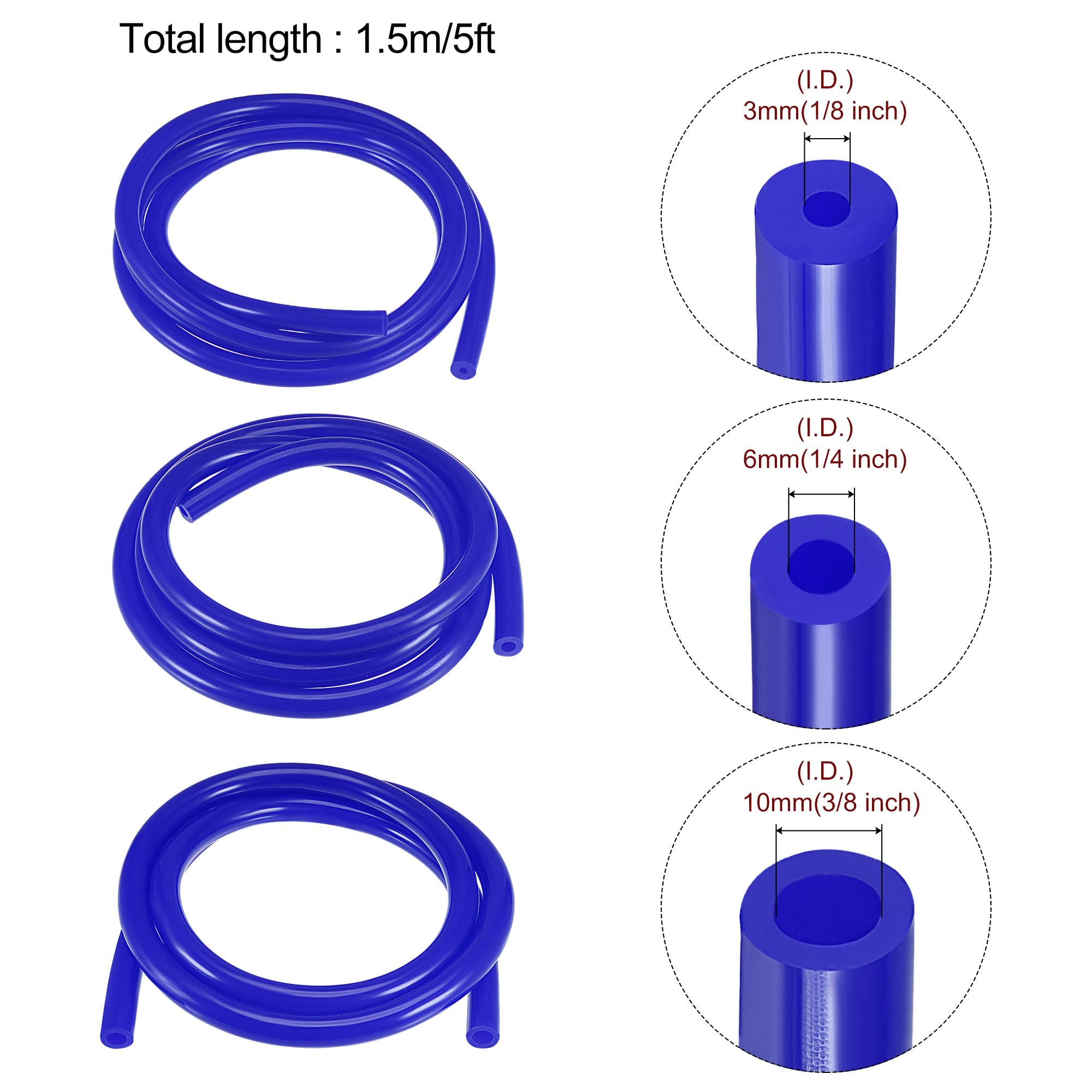 MECCANIXITY 8ft Blue Silicone Tubing Hose - 1/4" ID, 3/8" OD, High Temp For Water & Air, Flexible & Durable