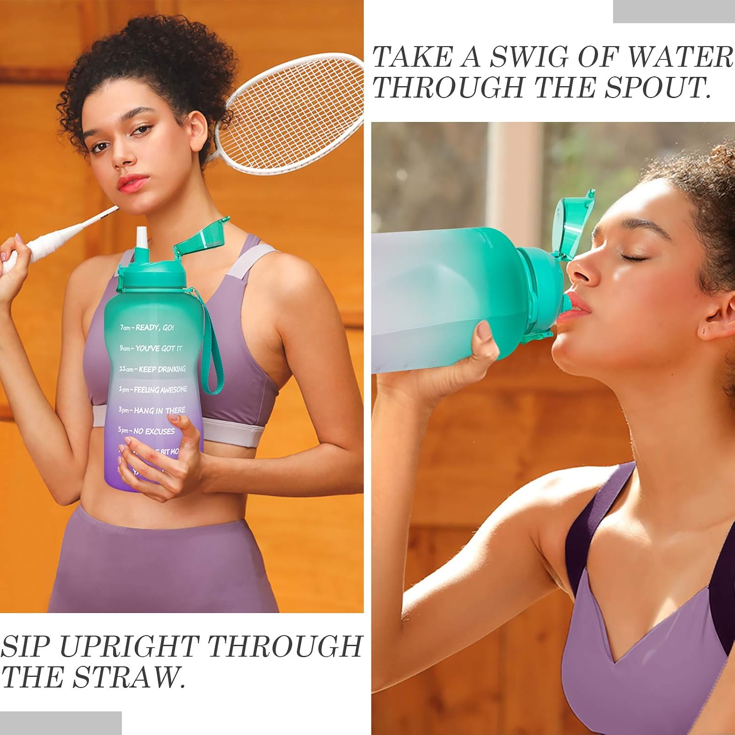 128 oz/1 Gallon Water Bottle with Straw & Time Marker-BPA Free Big Motivational Sports Water Bottle Leakproof Large Tritan Frosted Plastic Gym Huge Water Jug for Women Men to Drink Enough Water Daily