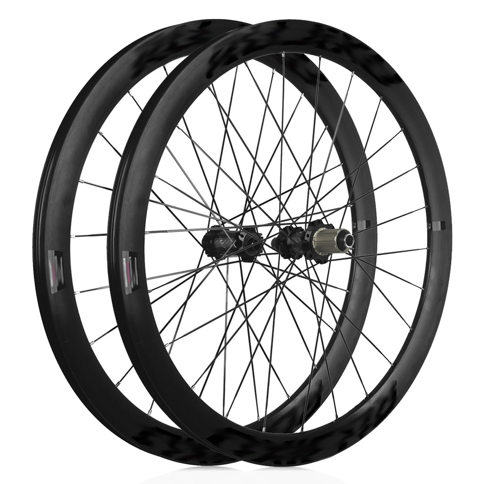 ZXGSXIOU Road Bikes Wheelset 700C Aluminum Alloy Thru Axle Front Rear Wheels Height 45mm Rims Center Lock Disc Brake 24H Hubs For 8/9/10/11 Speed