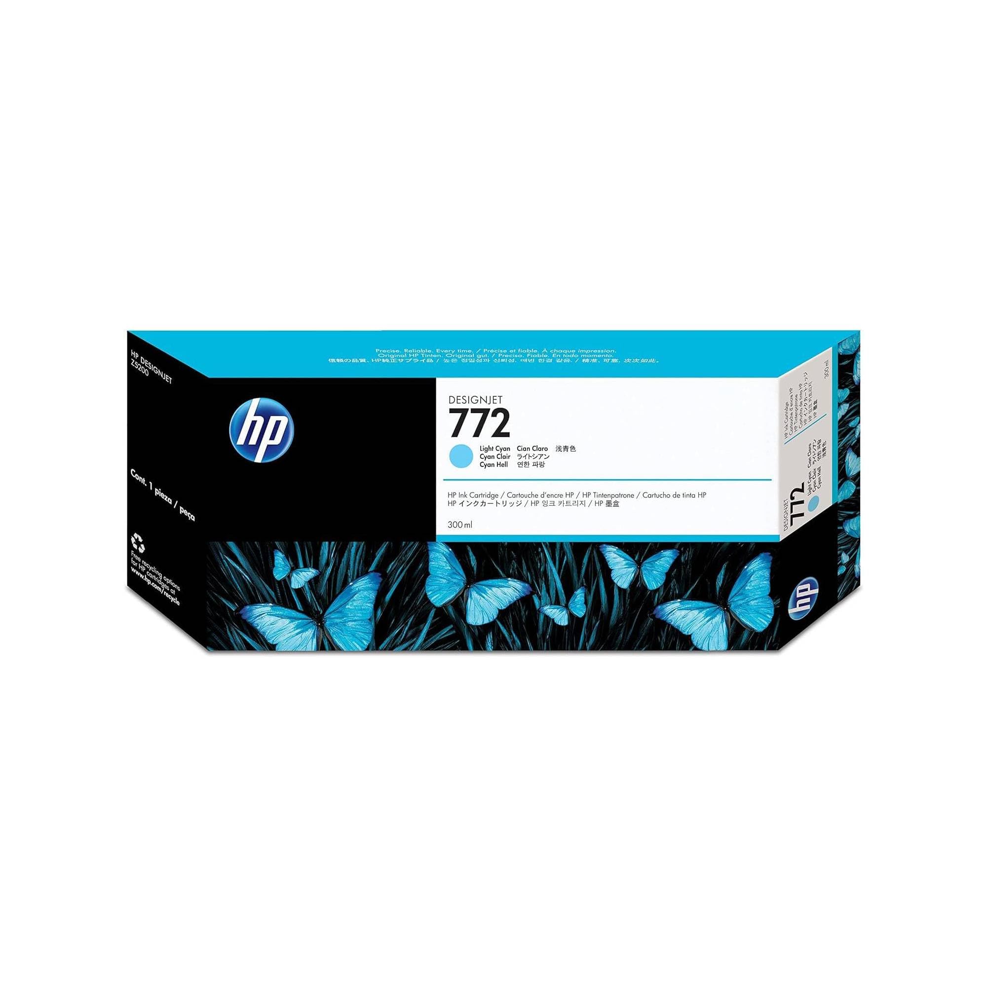 HP 772 CN632A, Cartuccia Originale da 500 Pagine, Compatibile con Stampante DesignJet Z5200, Ciano Chiaro