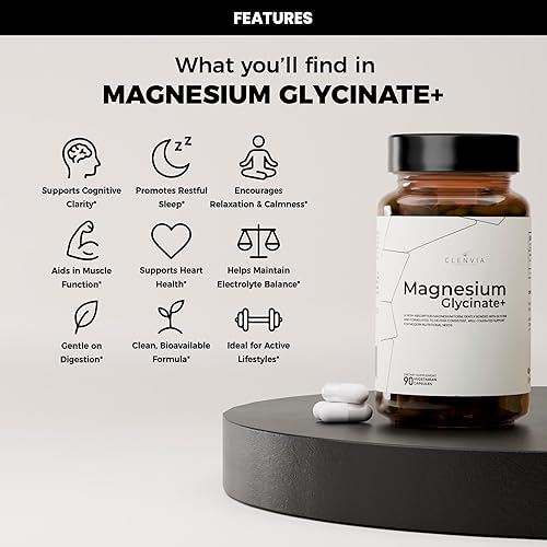 Miniatura 7 de Cápsulas de glicinato de magnesio  220 mg de bisglicinato quelado  Fórmula de alta absorción  90 cápsulas  Sin OMG, sin gluten, fabricado en Estados