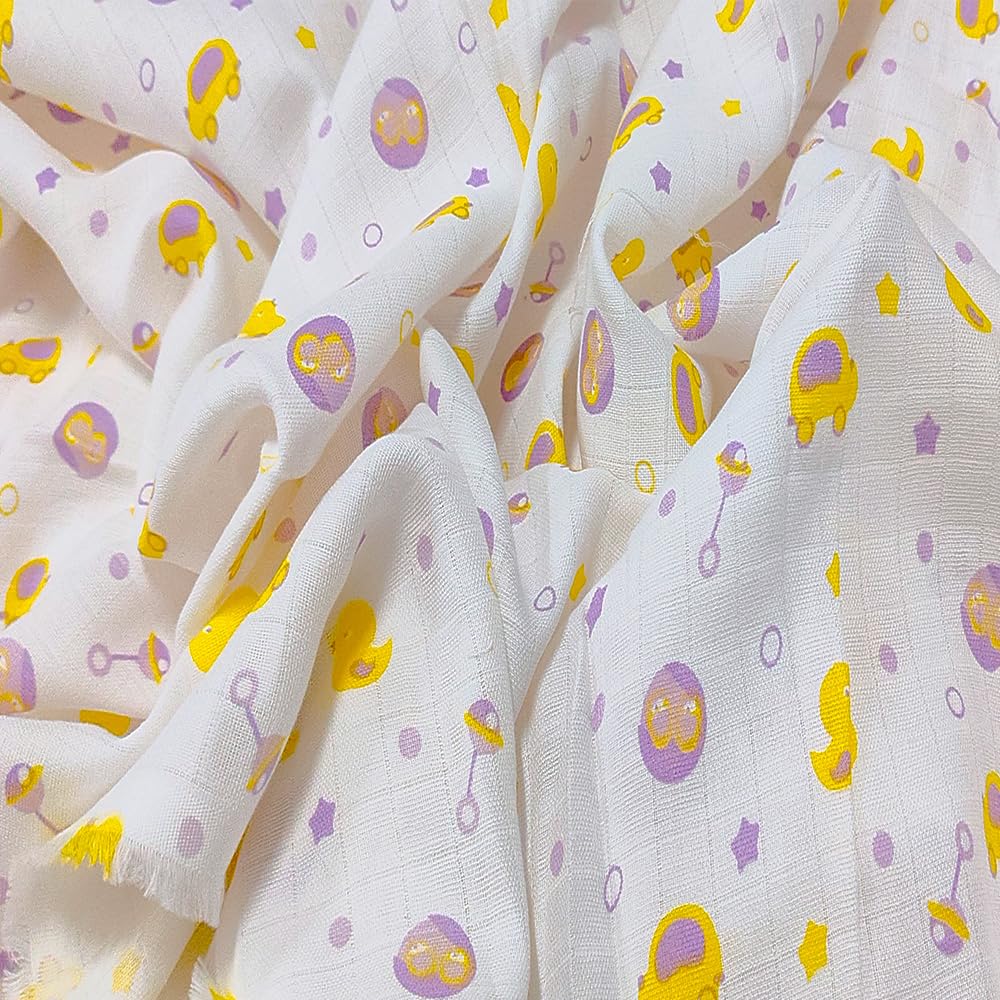 SRP Craft 100% Cotton Double Gauze Muslin Fabric, Printed Muslin Fabric, Soft Cloth for Babies, Dress Making Cloth for Babies (1 Meter, Chick)-image-28