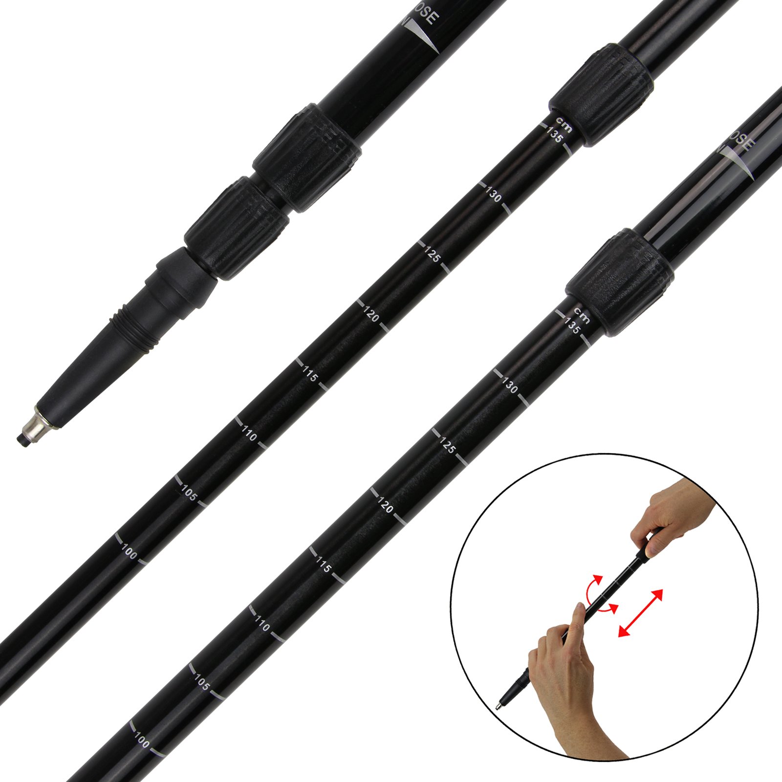 BB Sport Leichter 3-teiliger Teleskopstock Schneeschuhstock