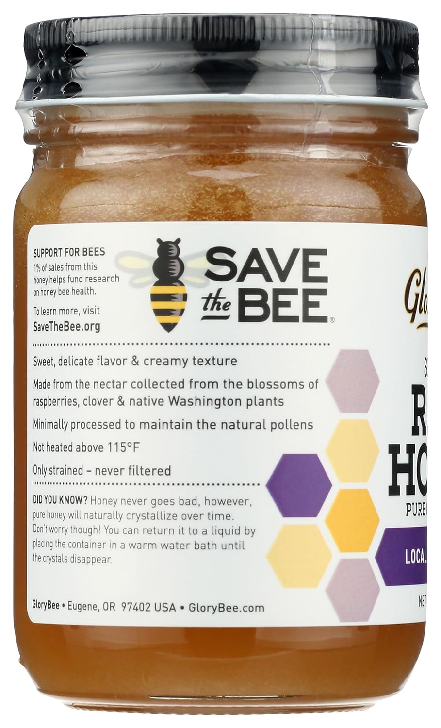 GLORYBEE Local Washington Raw Honey, 18 OZ