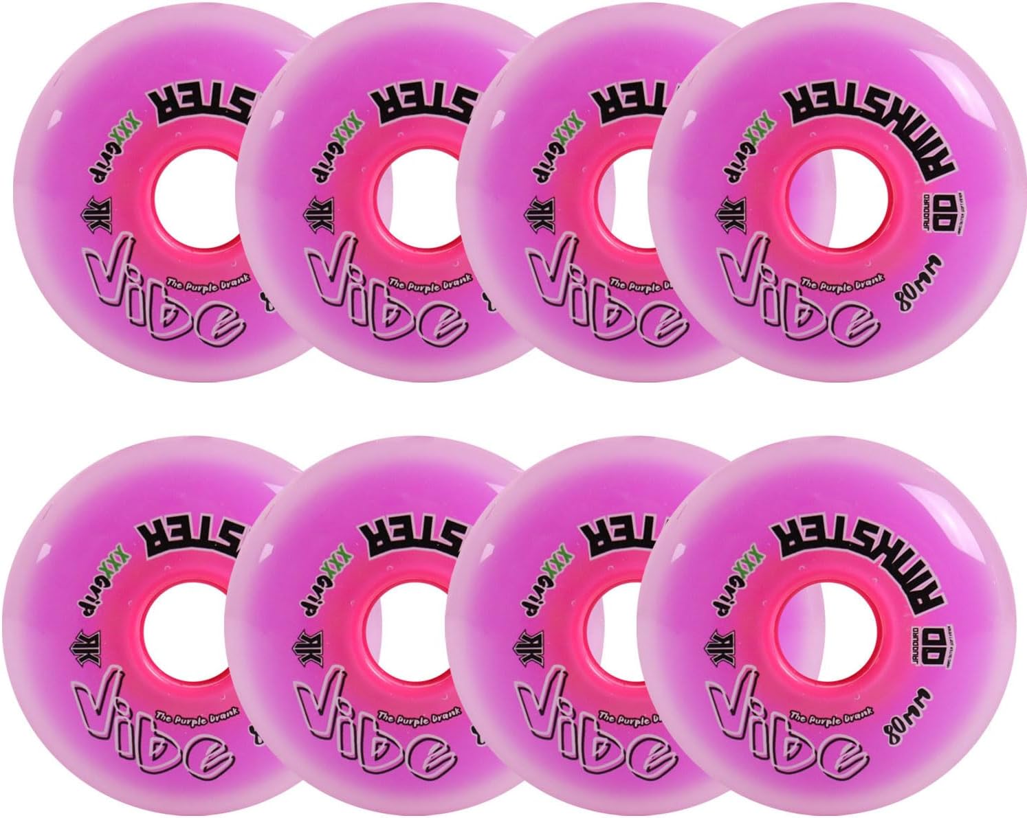 Rink Rat Roller Hockey Wheels Vibe 80mm XXX Grip Purple 8-Pack